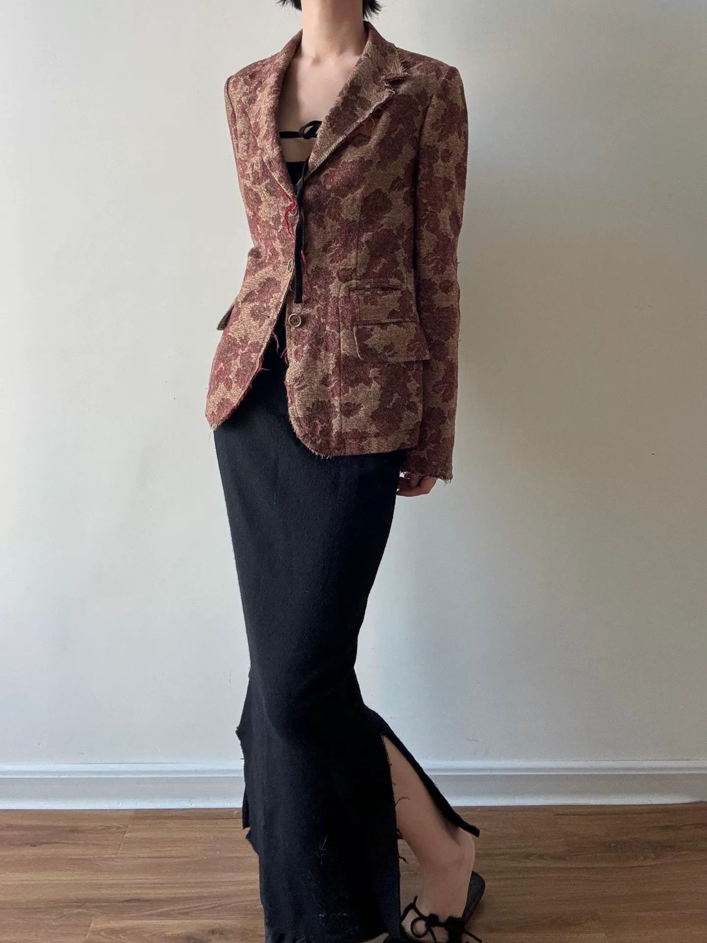 Yohji Yamamoto Patterned Wool Blend Coat