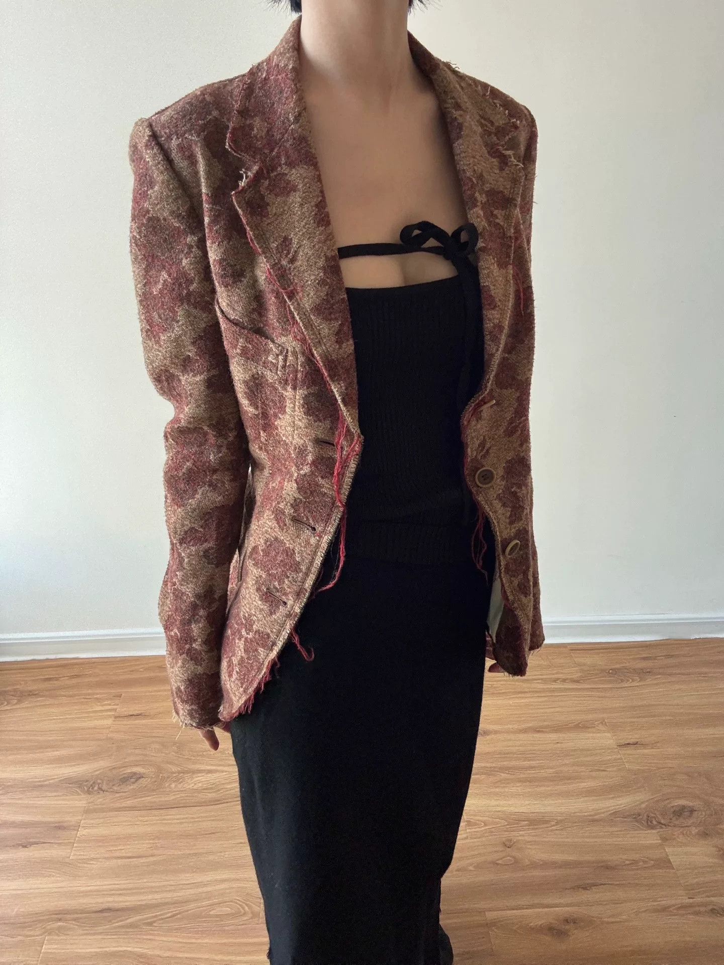 Yohji Yamamoto Patterned Wool Blend Coat