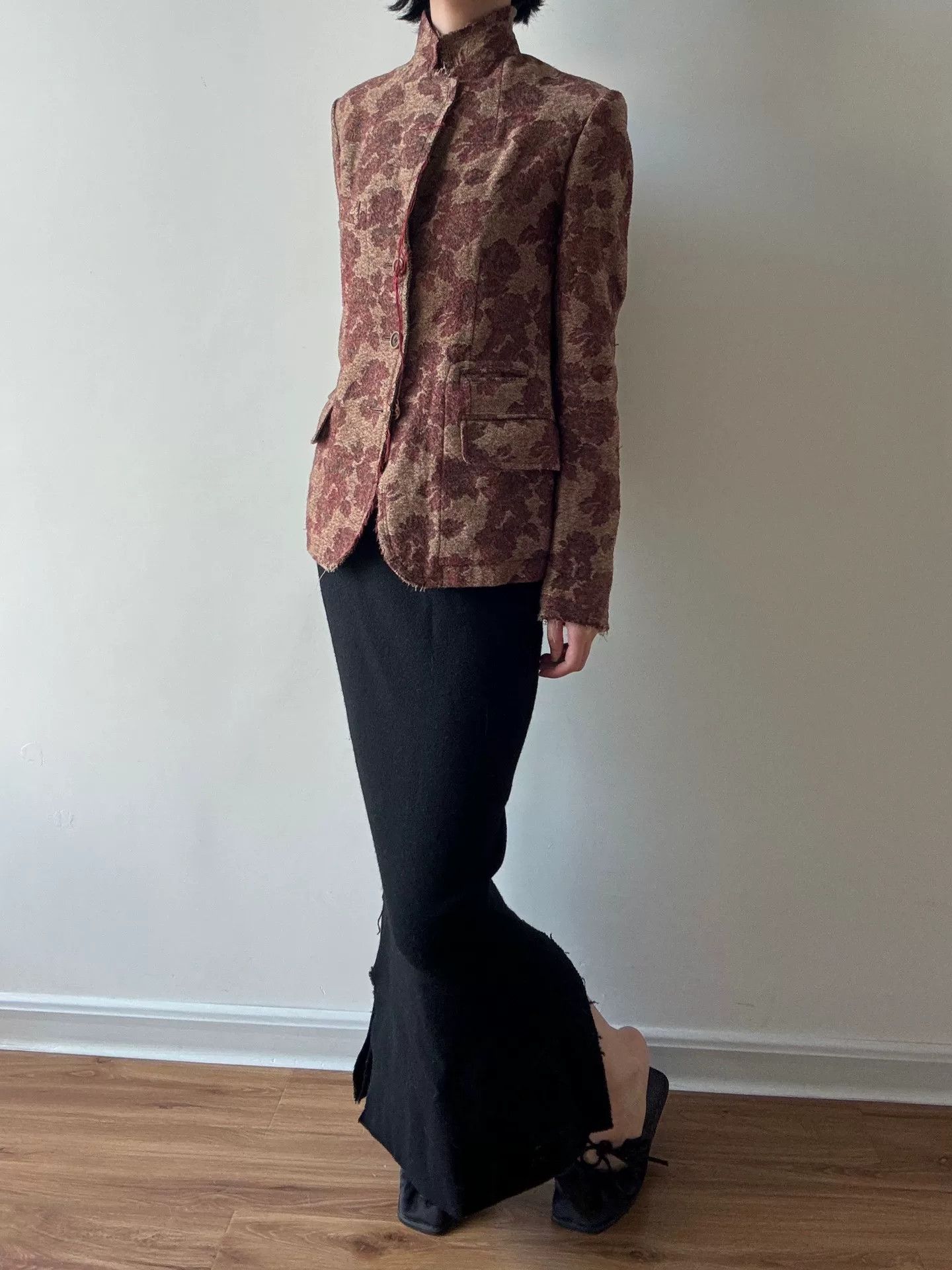 Yohji Yamamoto Patterned Wool Blend Coat