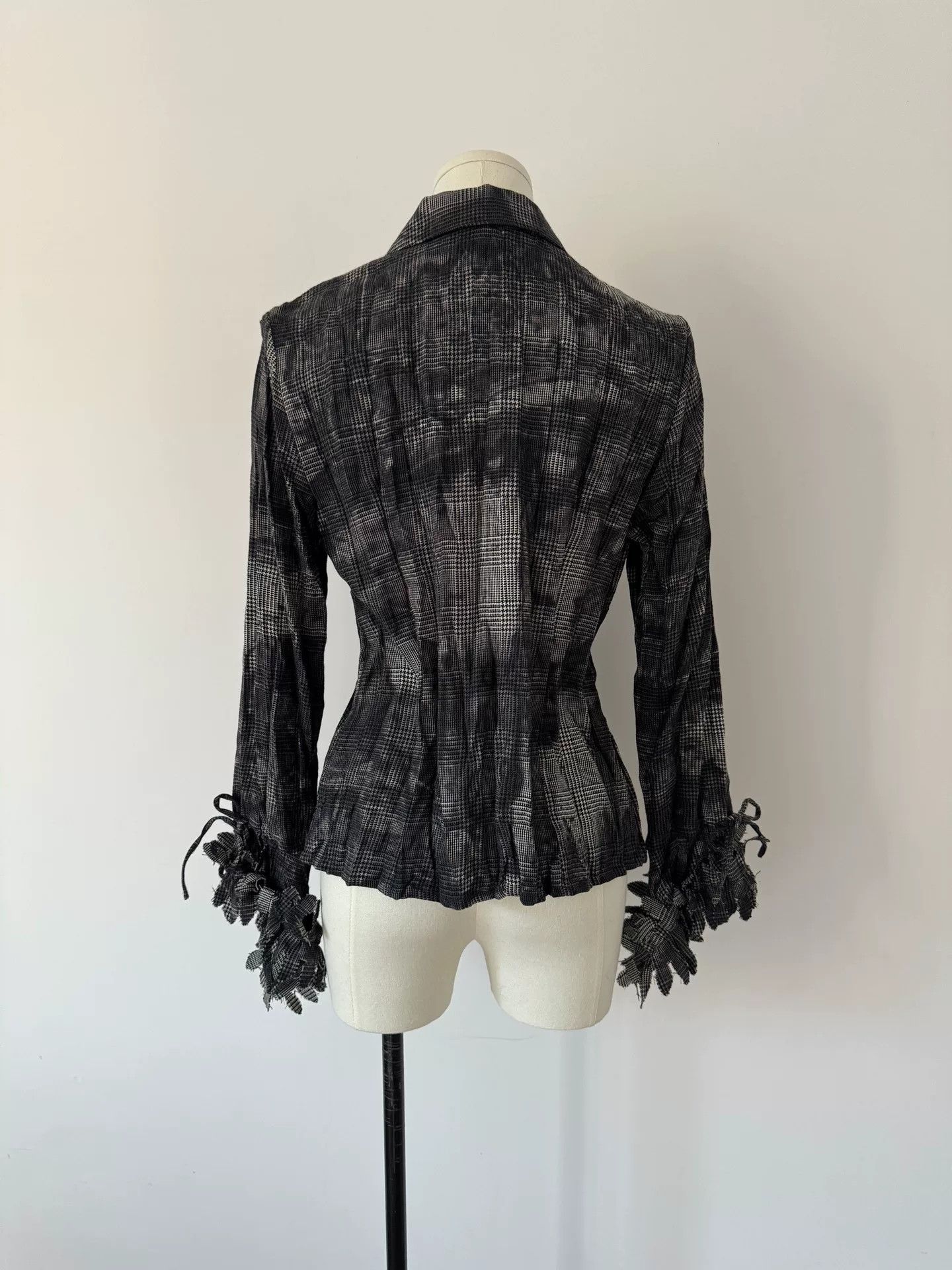Issey Miyake Black Floral Patterned Wool Top Size M / US 6-8 / IT 42-44 - 8 Thumbnail