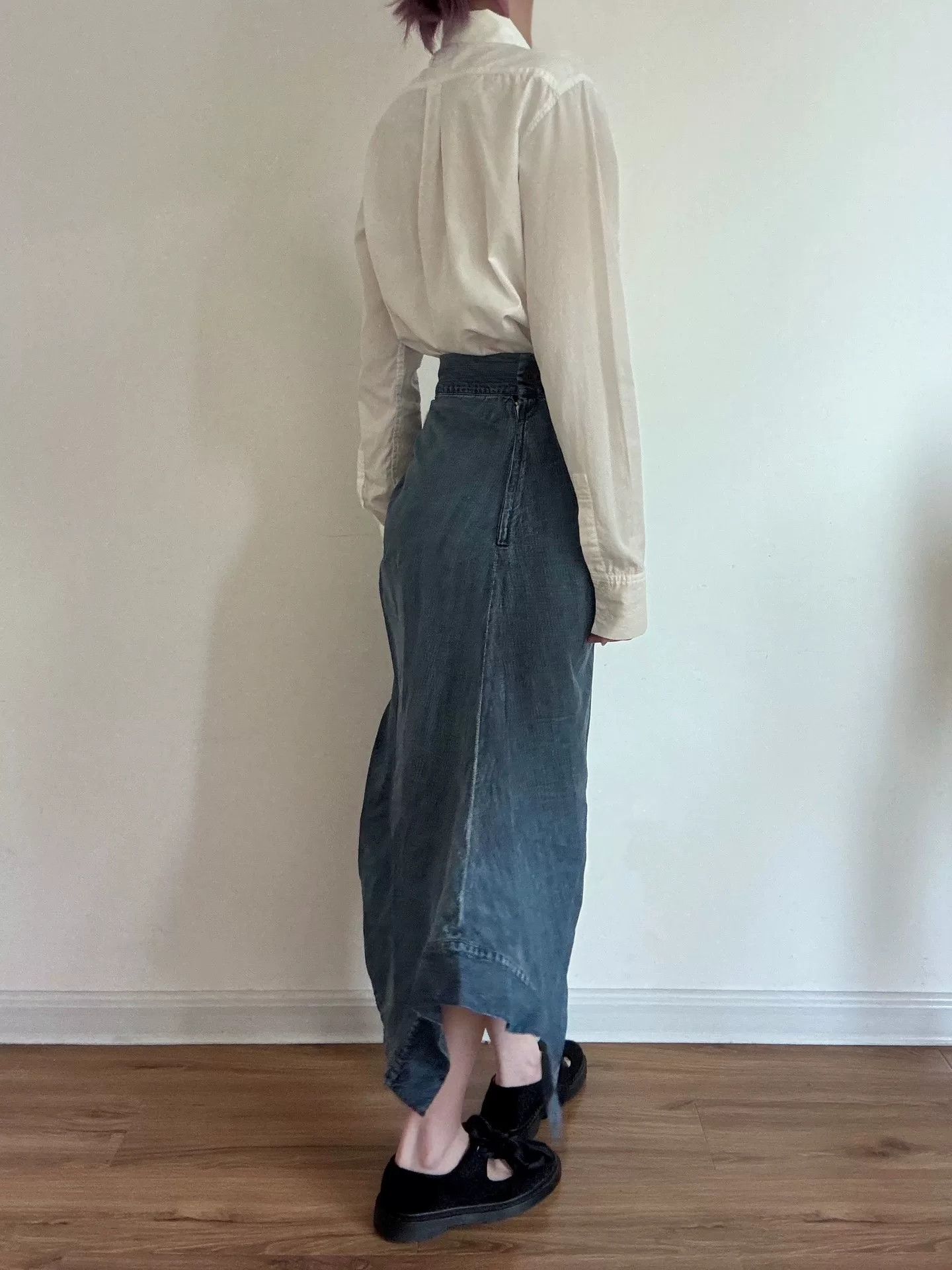 Yohji Yamamoto Limi Feu Drawstring Denim Skirt Size 26" / US 2 / IT 38 - 6 Thumbnail