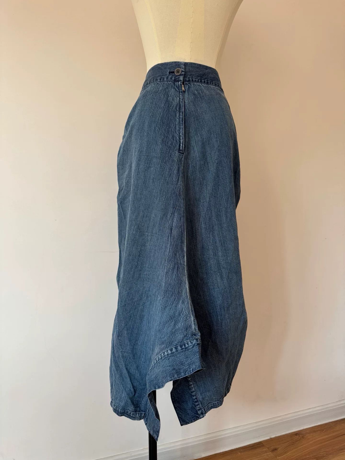Yohji Yamamoto Limi Feu Drawstring Denim Skirt Size 26" / US 2 / IT 38 - 8 Thumbnail