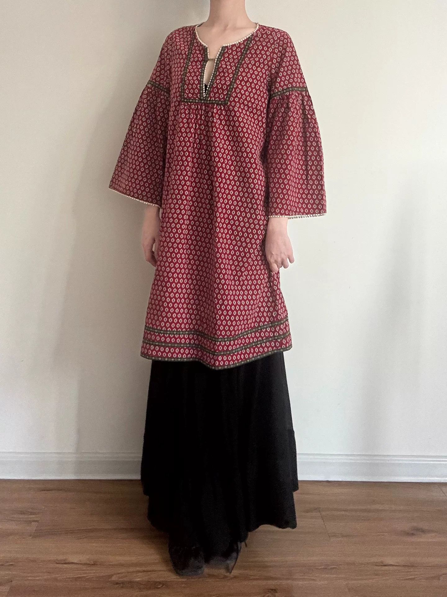 Yohji Yamamoto Floral Cotton Dress with Velvet Skirt Size M / US 6-8 / IT 42-44 - 3 Thumbnail