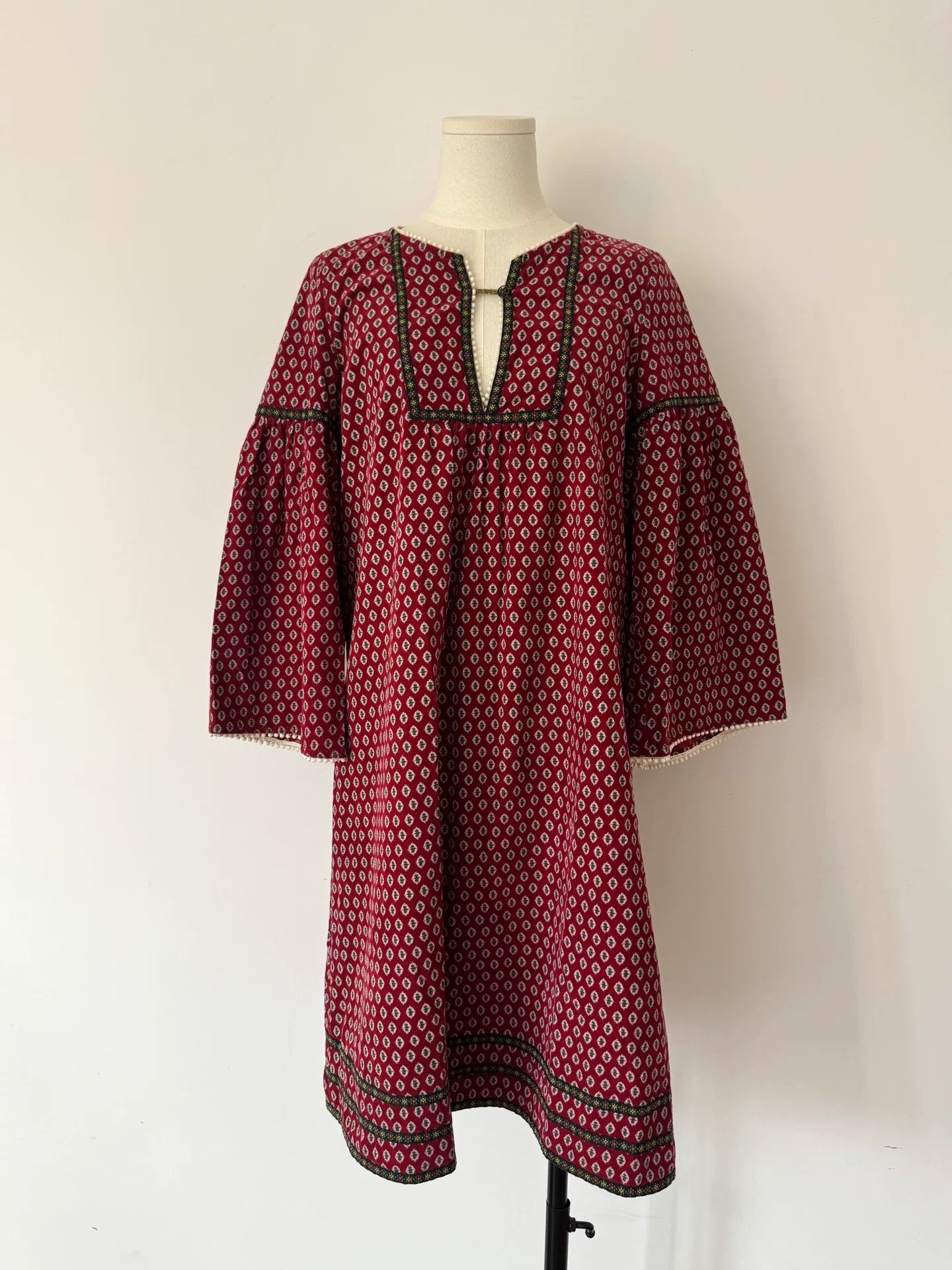 Yohji Yamamoto Floral Cotton Dress with Velvet Skirt Size M / US 6-8 / IT 42-44 - 7 Thumbnail