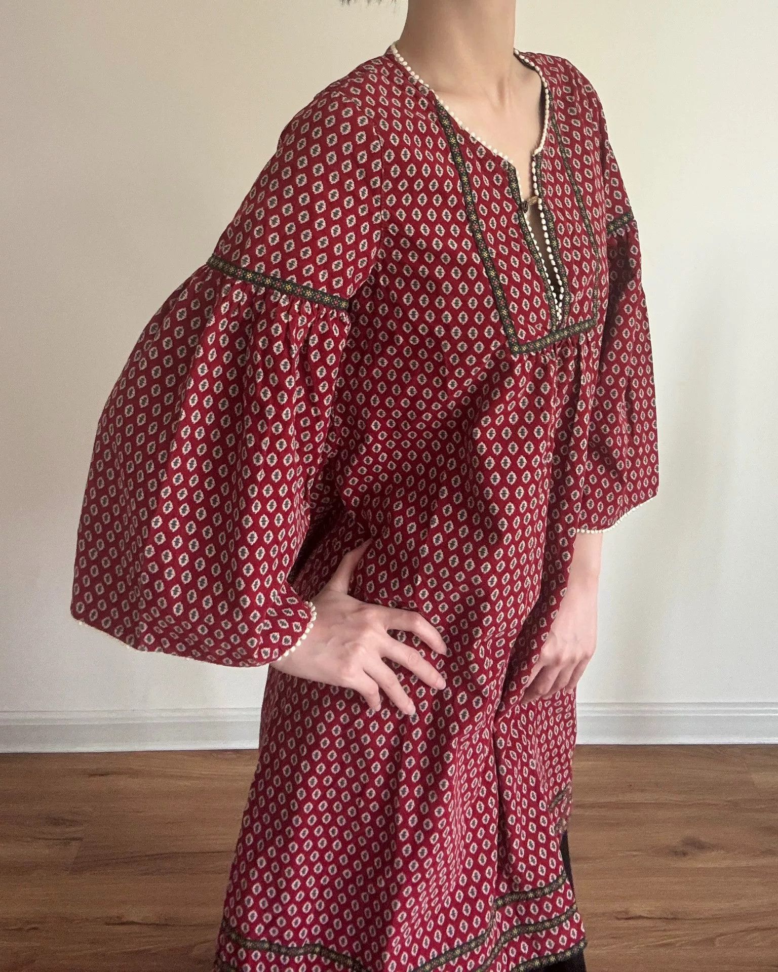 Yohji Yamamoto Floral Cotton Dress with Velvet Skirt Size M / US 6-8 / IT 42-44 - 6 Thumbnail