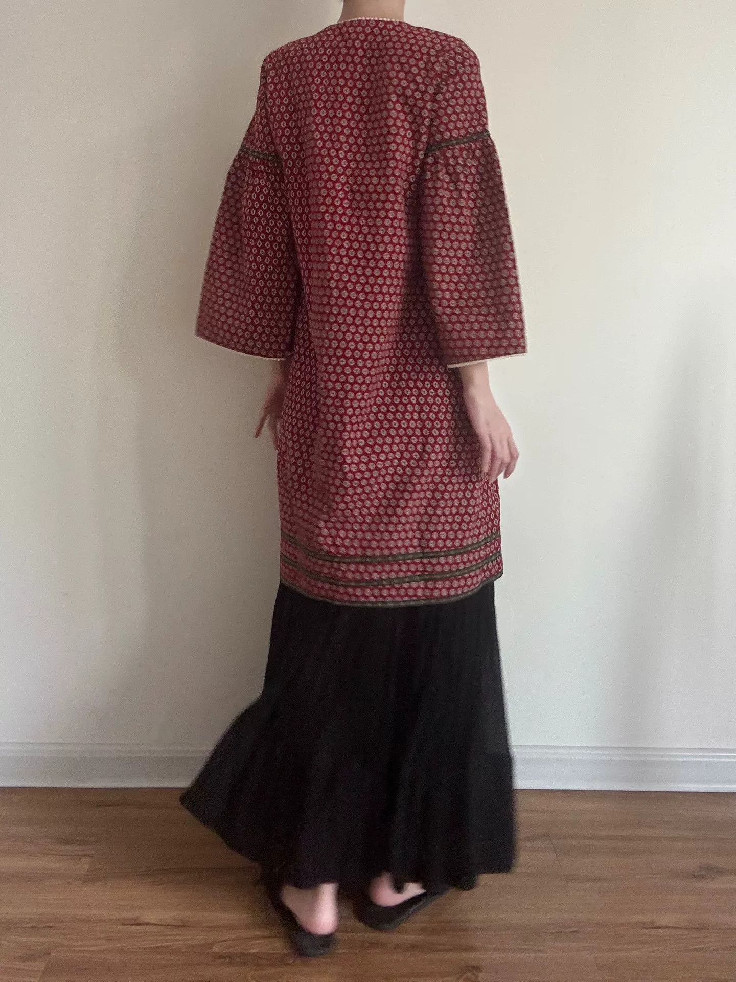 Yohji Yamamoto Floral Cotton Dress with Velvet Skirt Size M / US 6-8 / IT 42-44 - 4 Thumbnail
