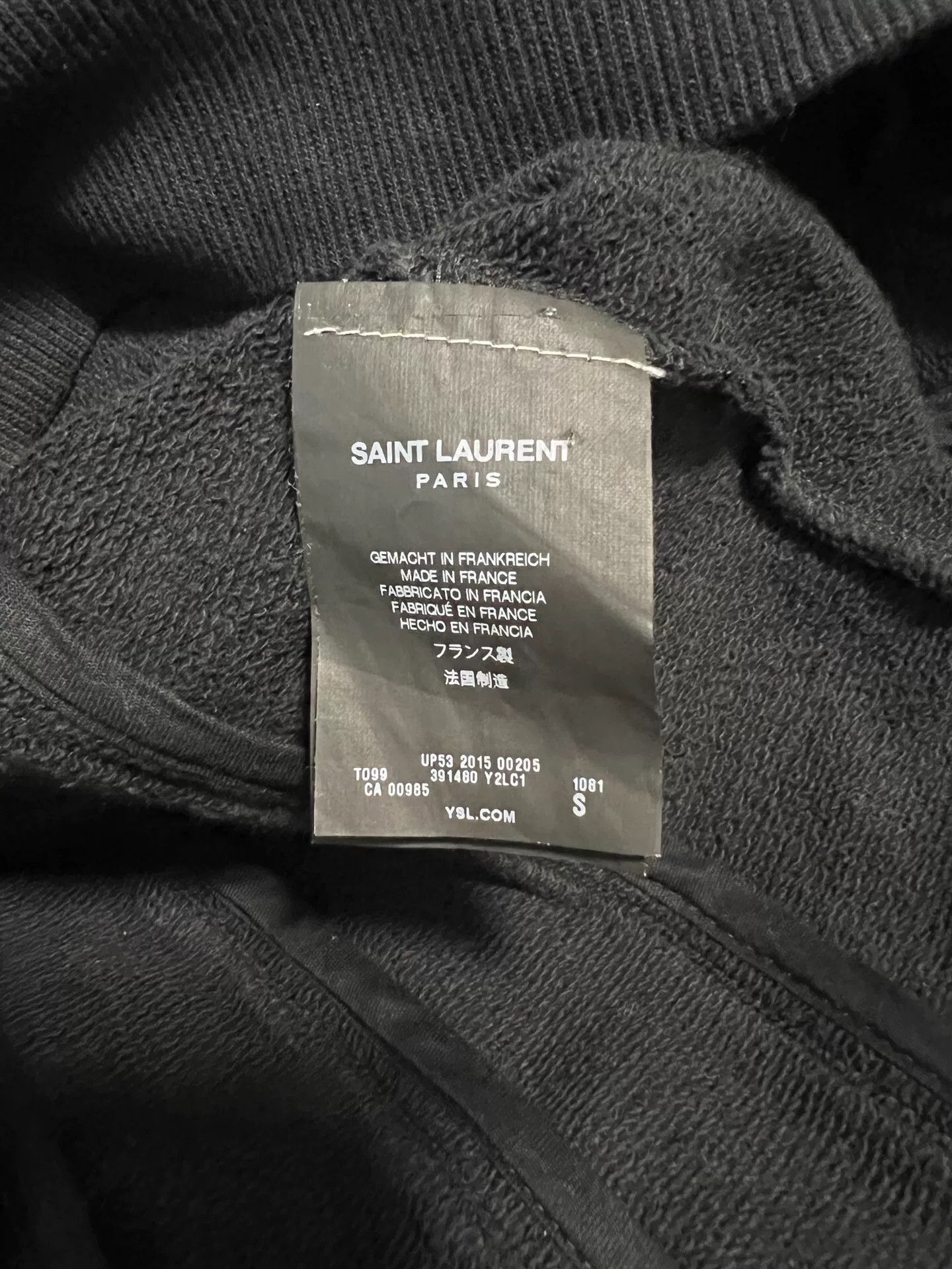 Saint Laurent Paris Saint Laurent Black Sweatshirt S Size Size US S / EU 44-46 / 1 - 8 Thumbnail