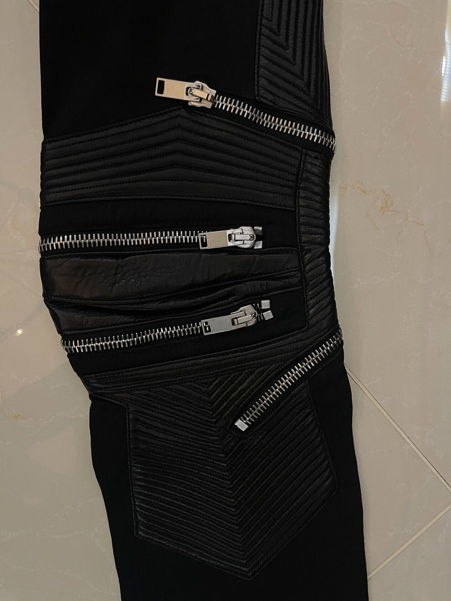 Saint Laurent Paris Saint Laurent Black Leather Motorcycle Pants Size US 31 - 5 Thumbnail