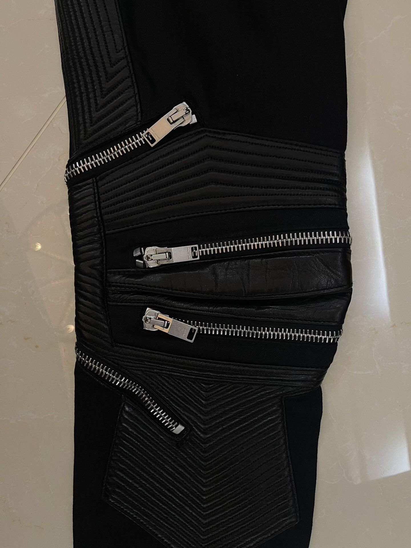 Saint Laurent Paris Saint Laurent Black Leather Motorcycle Pants Size US 31 - 4 Thumbnail