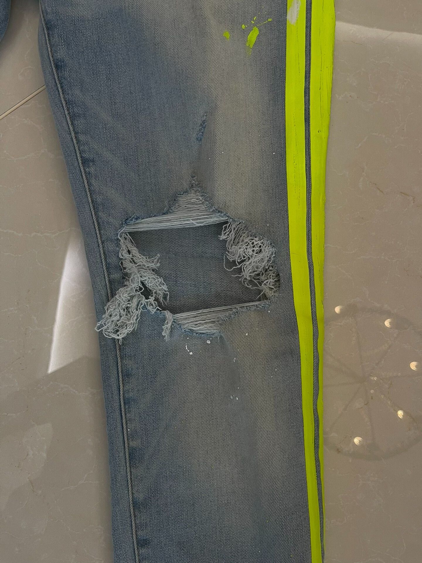 Amiri Amiri Neon Distressed Denim Jeans Size US 32 / EU 48 - 3 Thumbnail