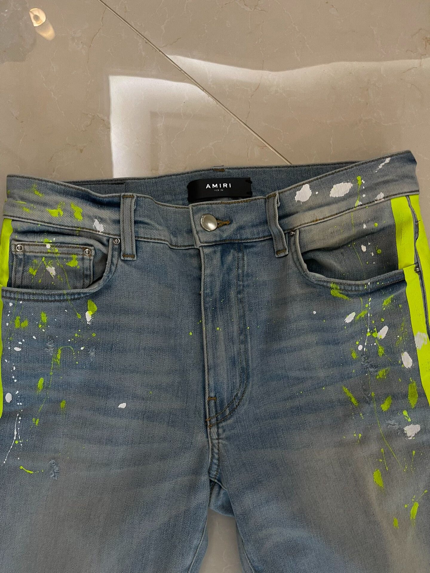 Amiri Amiri Neon Distressed Denim Jeans Size US 32 / EU 48 - 2 Thumbnail