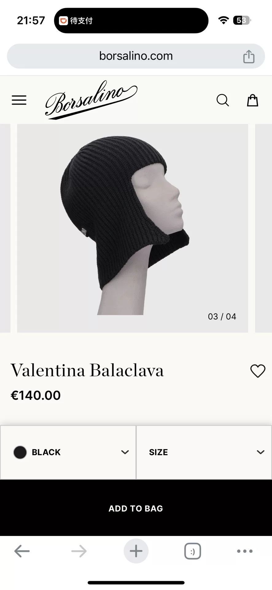 Borsalino Borsalino Black Wool Cold Hat Size ONE SIZE - 3 Thumbnail