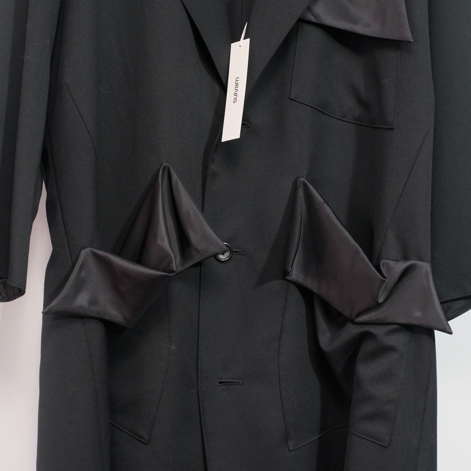Sulvam Stylish Black Coat by Sulvam Size US M / EU 48-50 / 2 - 2 Thumbnail