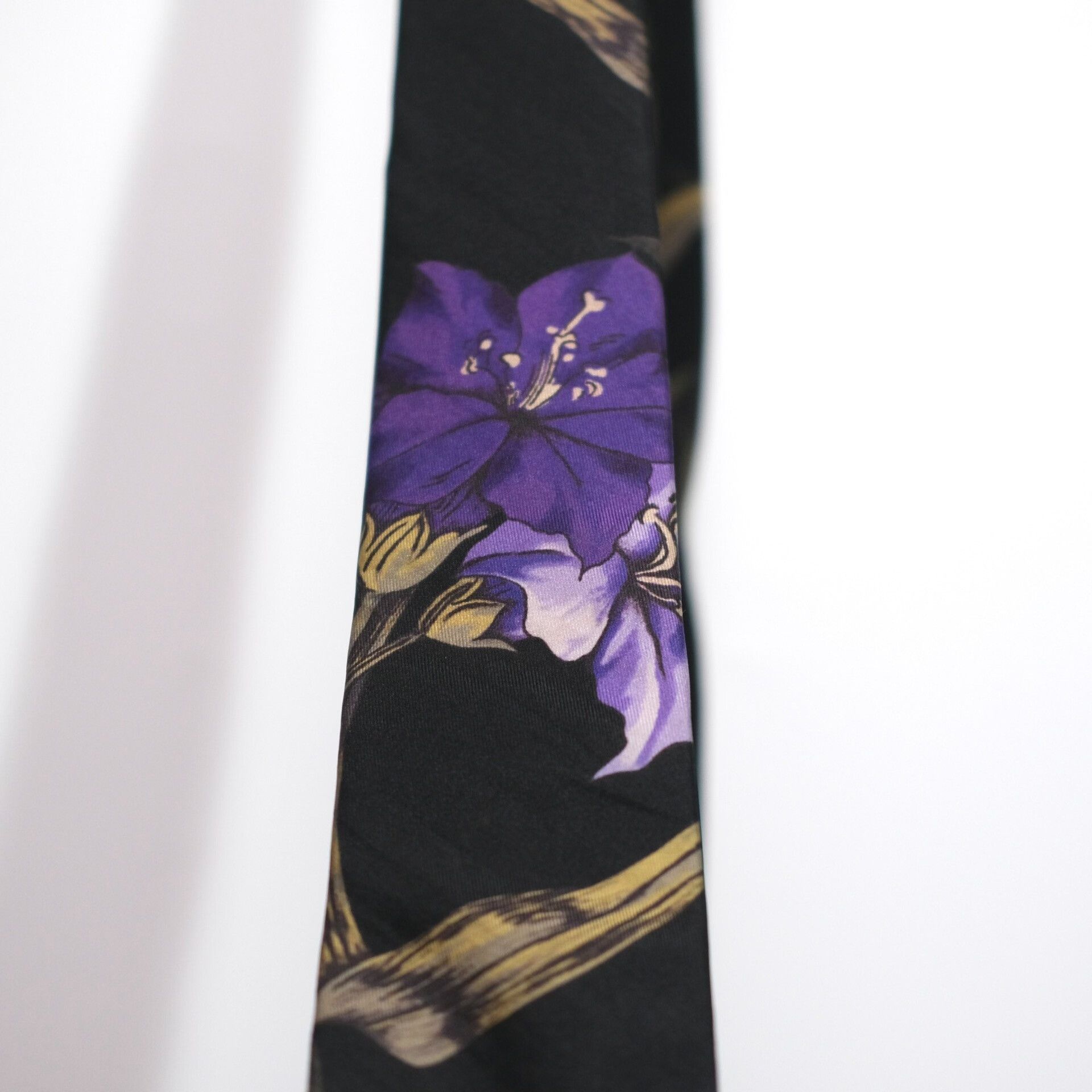 Yohji Yamamoto Yohji Yamamoto Purple Floral Silk Tie Size ONE SIZE - 7 Thumbnail