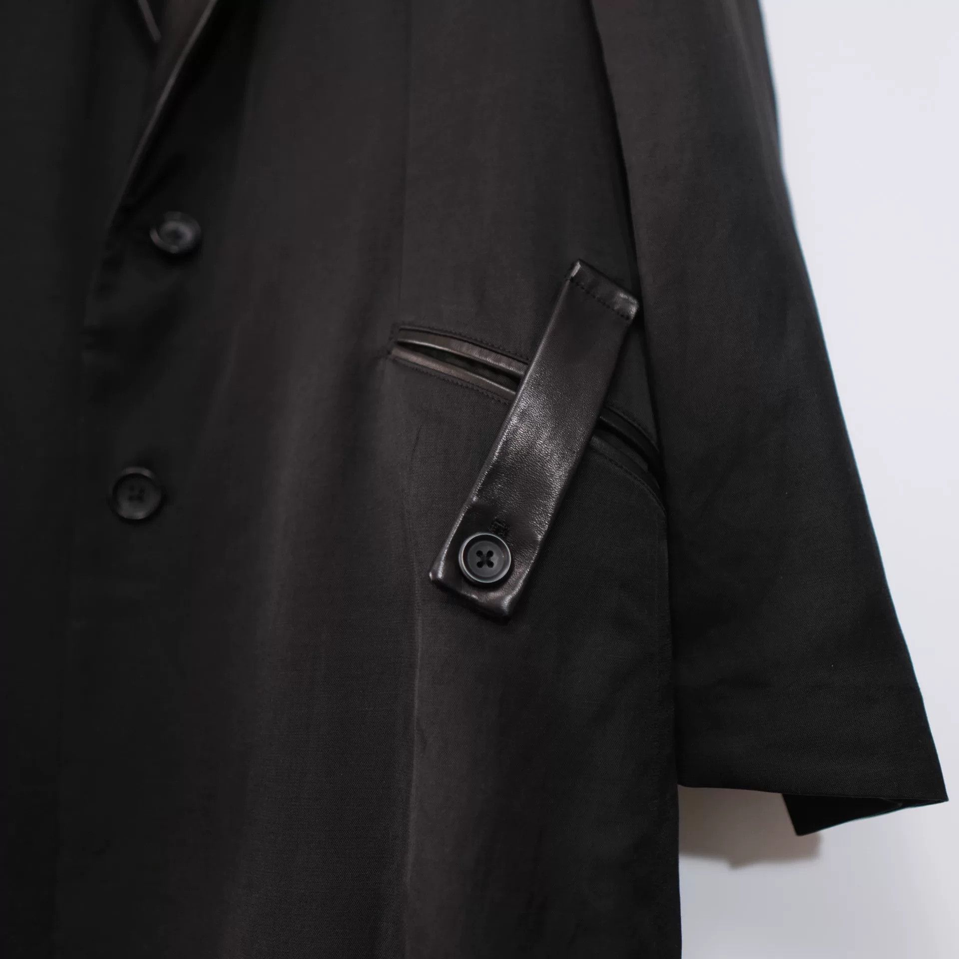 Yohji Yamamoto Yohji Yamamoto Long Coat with Leather Details Size US M / EU 48-50 / 2 - 4 Thumbnail