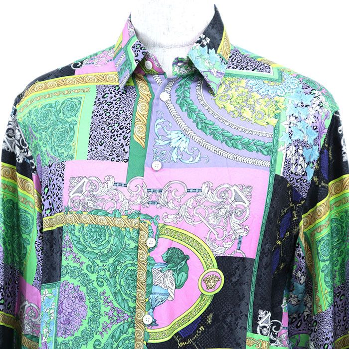 Versace Versace Versace HERITAGE FIT 100% Silk Shirt Textile Dress Shirt DUTY FREE for USA Size ONE SIZE - 2 Thumbnail