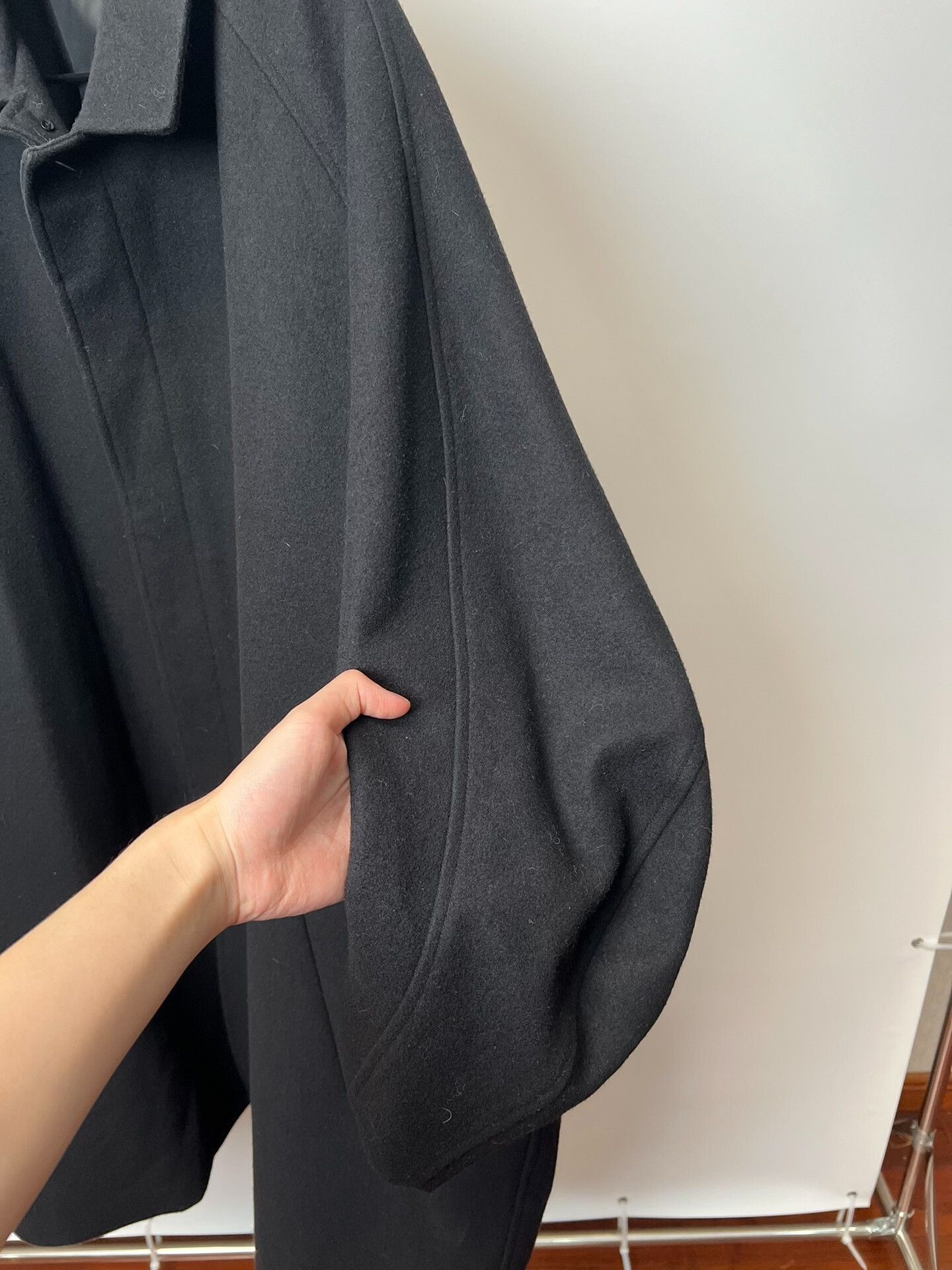 Christopher Nemeth Classic Black Wool Overcoat with Unique Sleeves Size L / US 10 / IT 46 - 5 Thumbnail