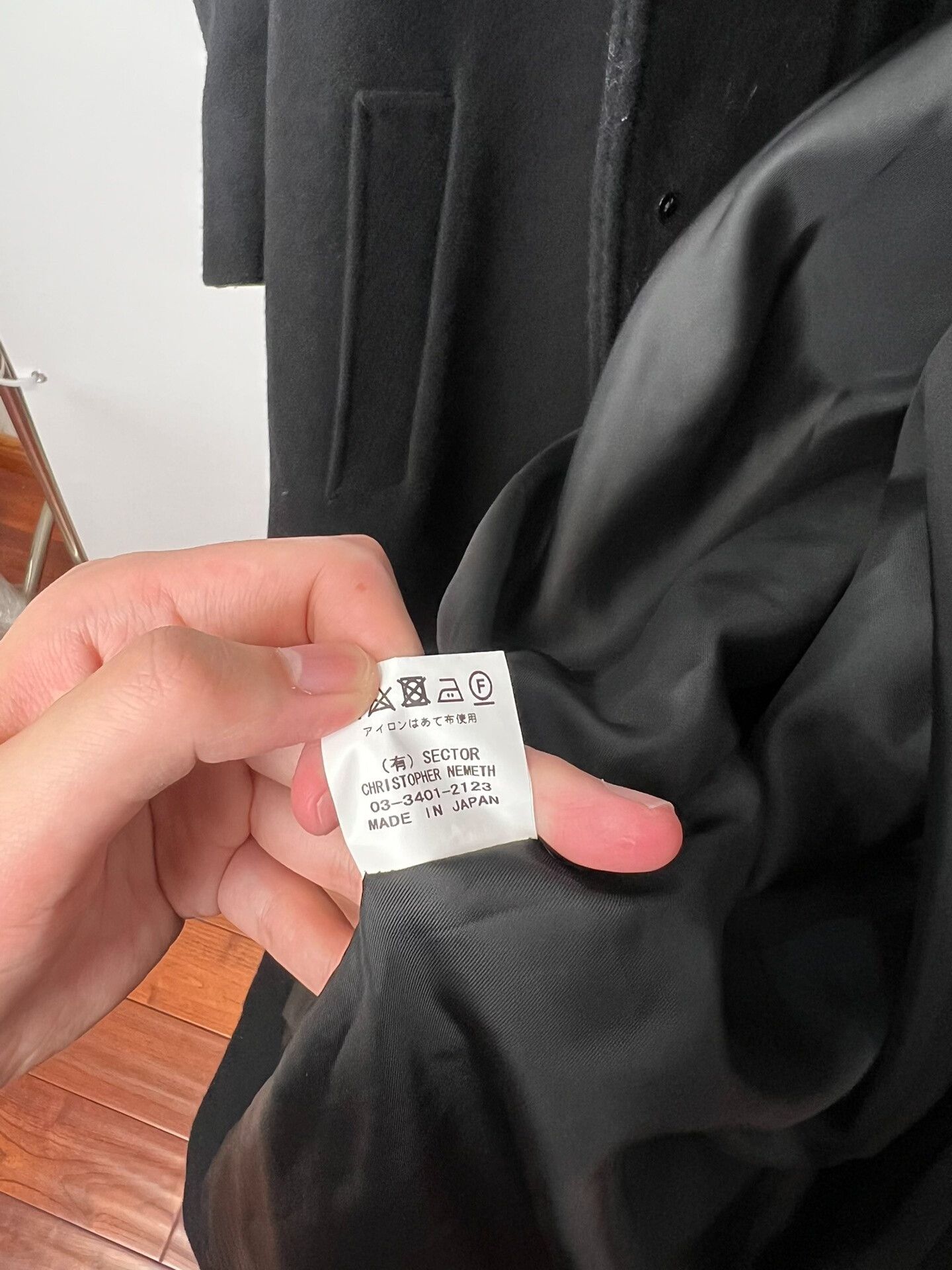 Christopher Nemeth Classic Black Wool Overcoat with Unique Sleeves Size L / US 10 / IT 46 - 8 Thumbnail