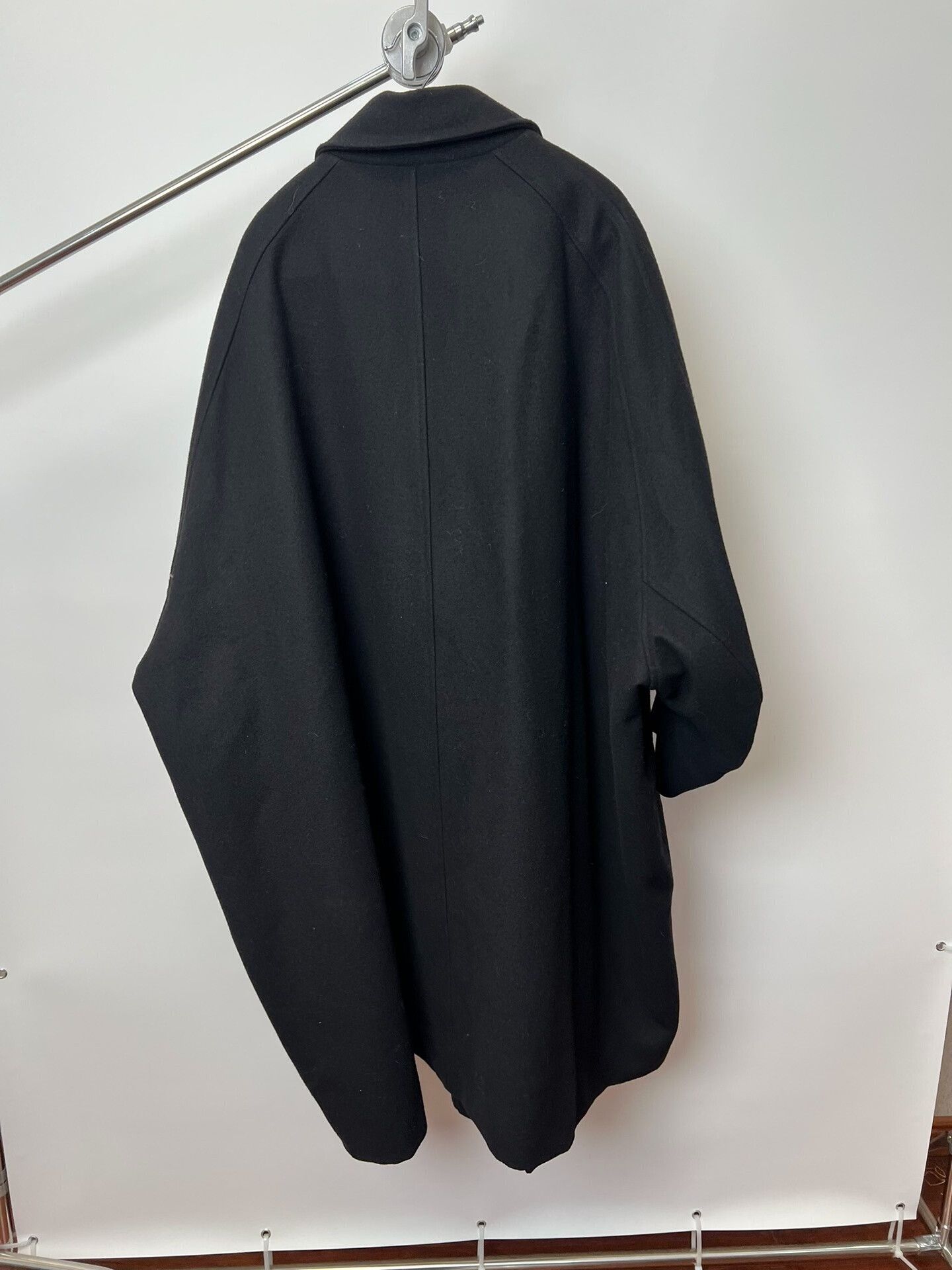Christopher Nemeth Classic Black Wool Overcoat with Unique Sleeves Size L / US 10 / IT 46 - 6 Thumbnail