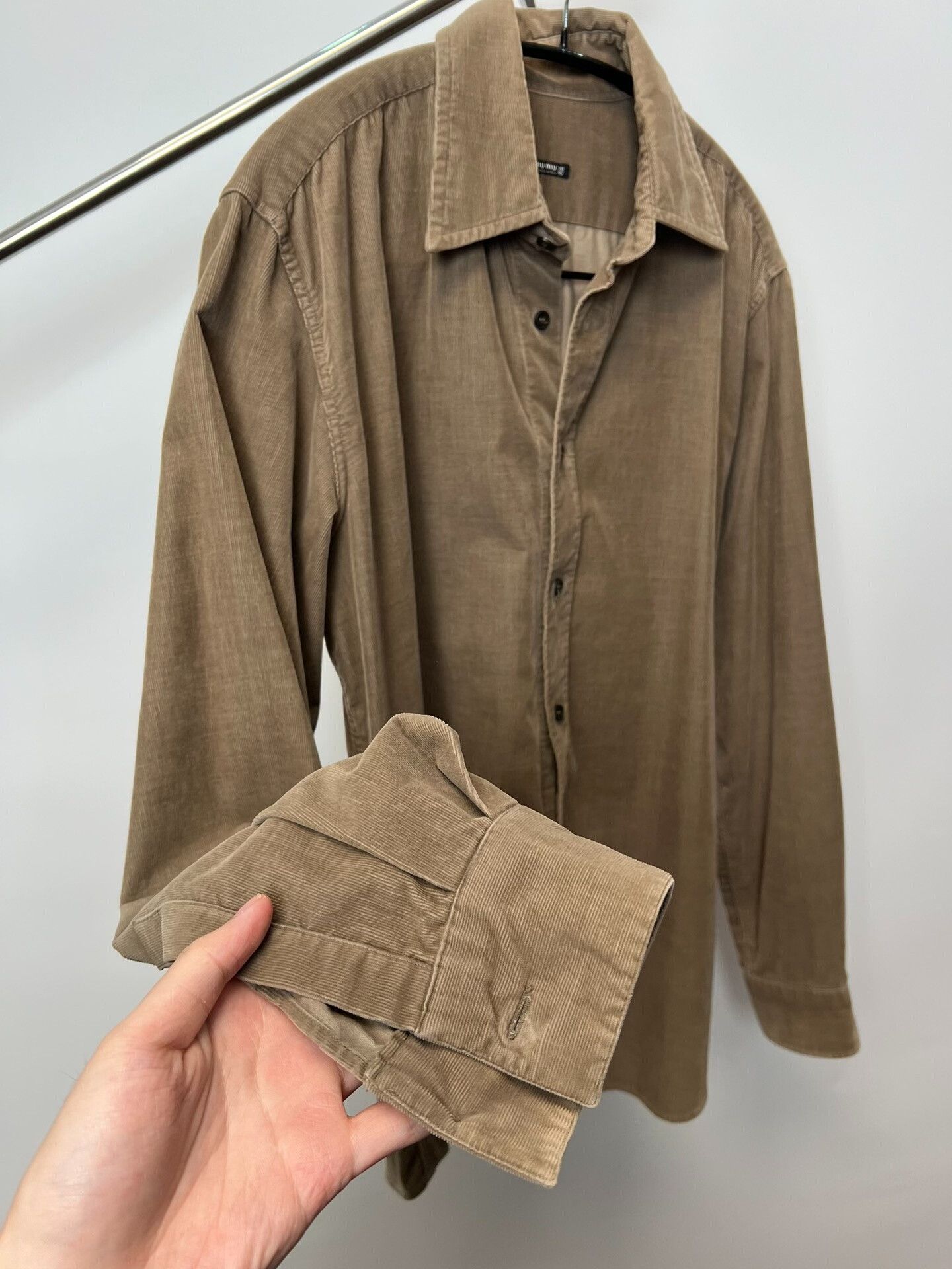 Miu Miu Miu Miu Vintage 80s Corduroy Shirt Size S / US 4 / IT 40 - 4 Thumbnail