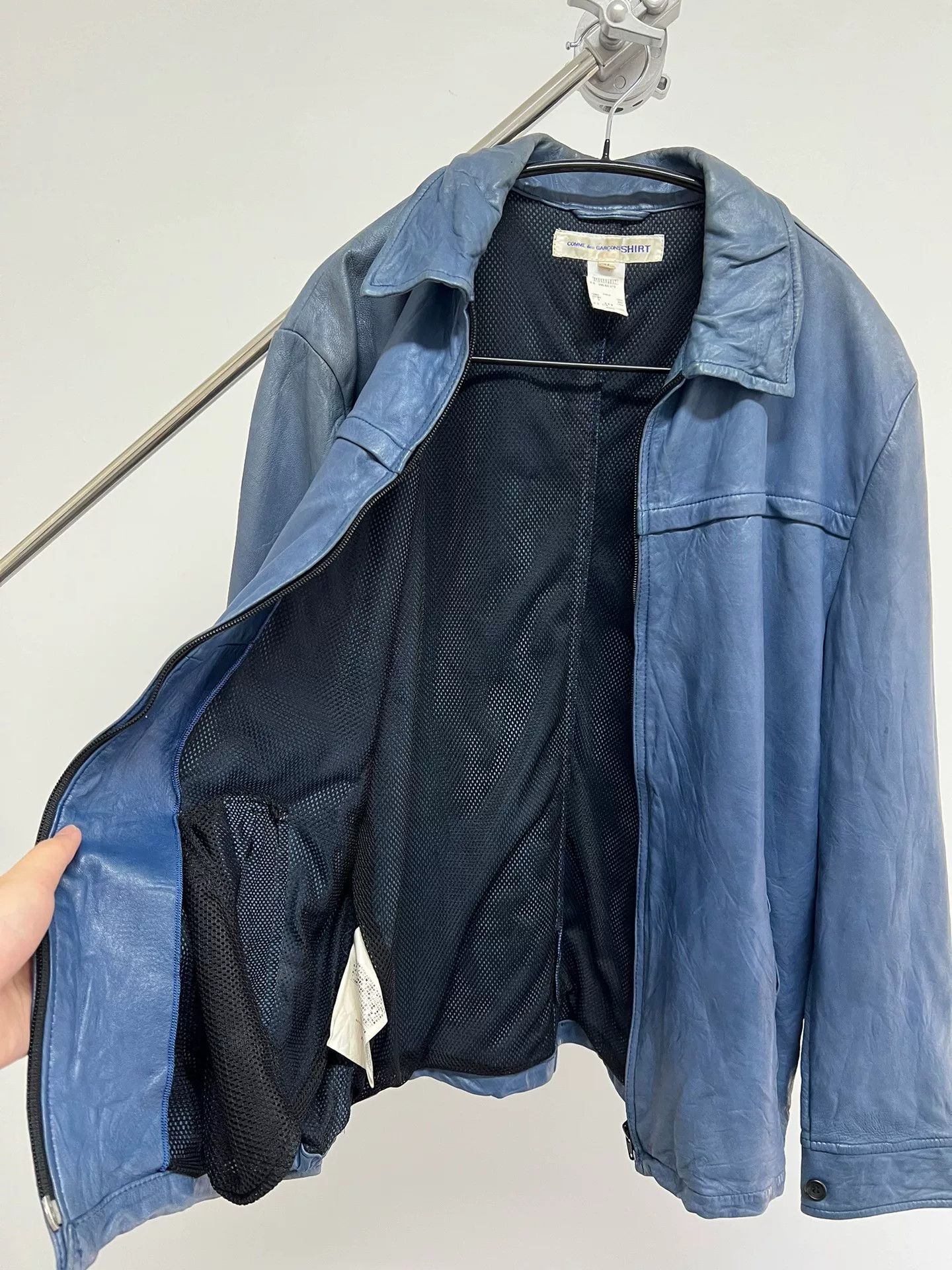 Comme des Garcons Comme des Garçons Blue Leather Jacket Size US M / EU 48-50 / 2 - 8 Thumbnail