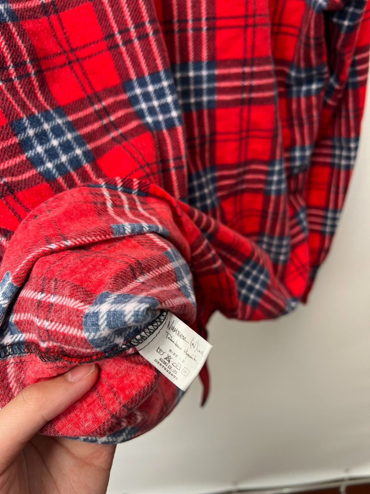 Number (N)ine Red Flannel Checkered Shirt by Number (N)ine Size US M / EU 48-50 / 2 - 7 Thumbnail