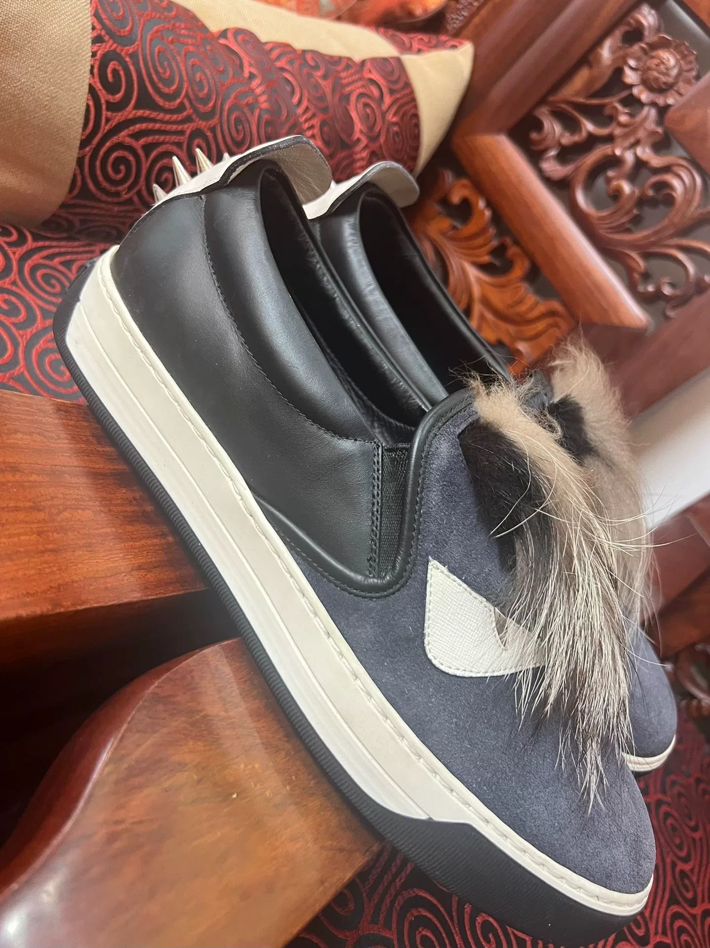 Fendi Fendi Monster Suede Fur Men’s Shoes Size US 6.5 / EU 39-40 - 2 Thumbnail