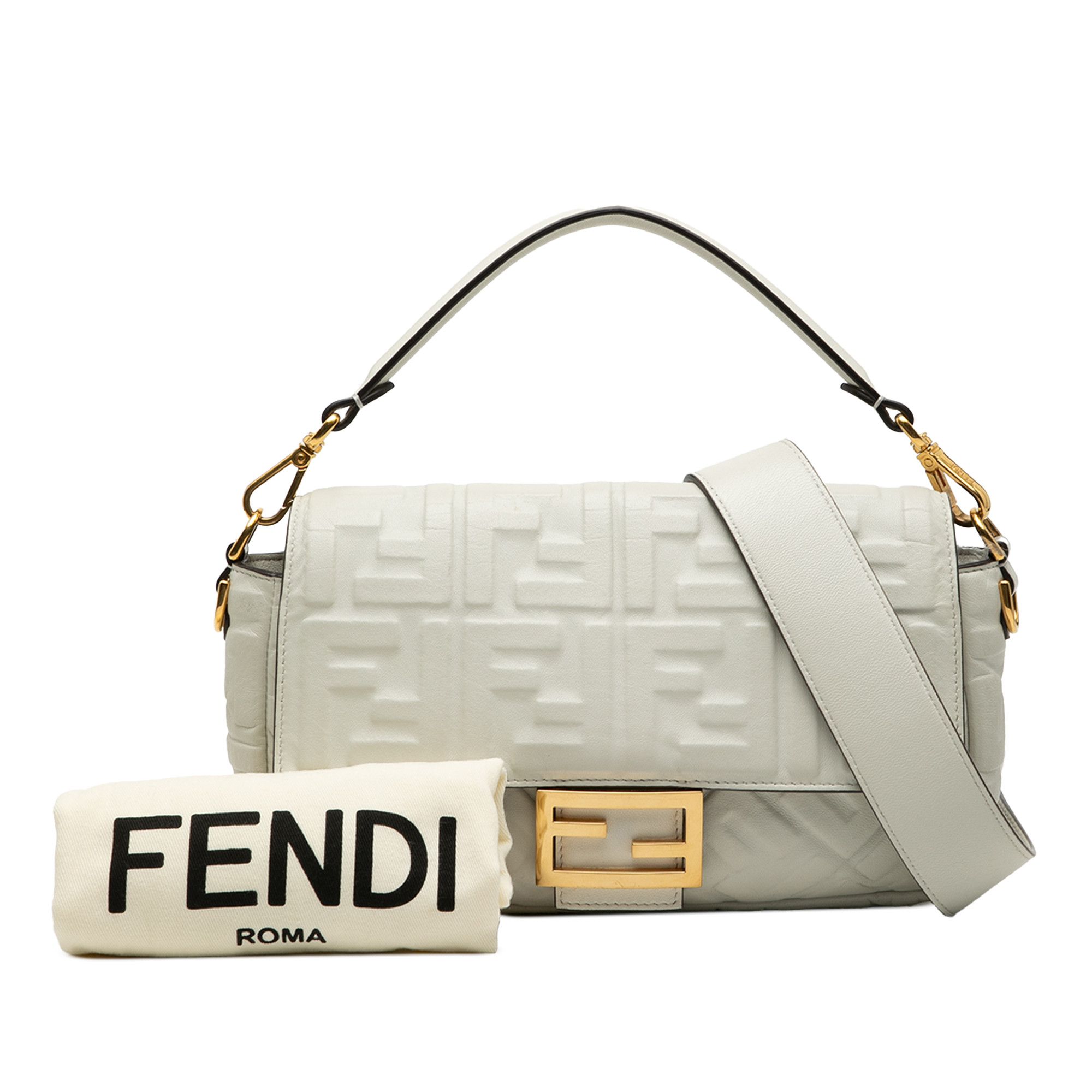 Fendi Fendi Zucca Embossed Leather Baguette Satchel Size ONE SIZE - 8 Thumbnail