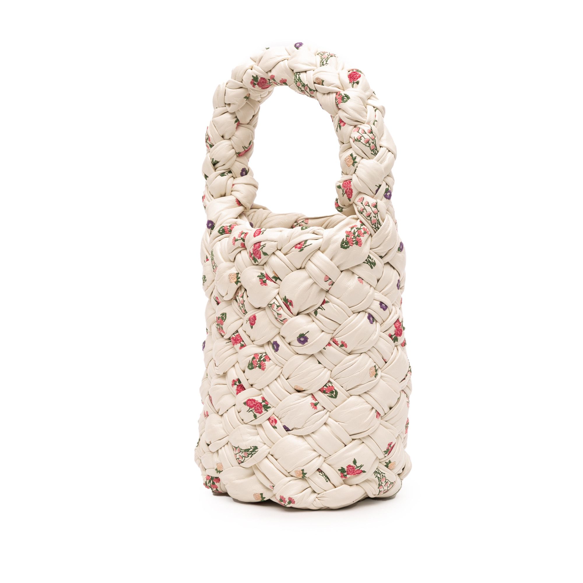 Bottega Veneta Bottega Veneta Small Floral Printed Leather Intrecciato Kalimero Bucket Bag Size ONE SIZE - 2 Thumbnail