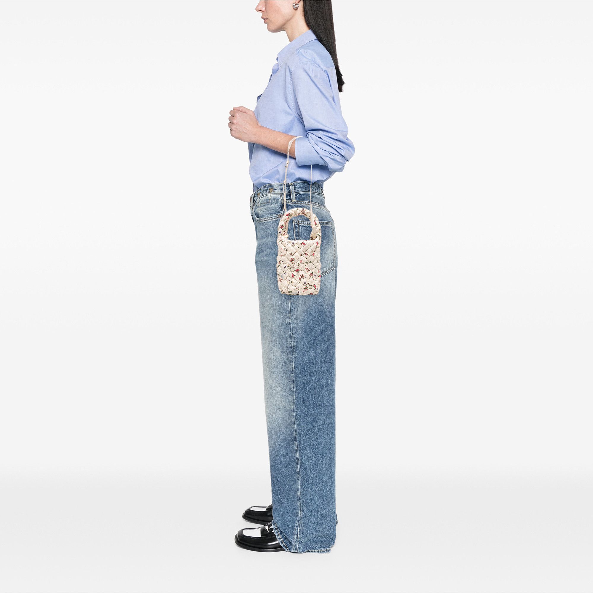 Bottega Veneta Bottega Veneta Small Floral Printed Leather Intrecciato Kalimero Bucket Bag Size ONE SIZE - 9 Thumbnail