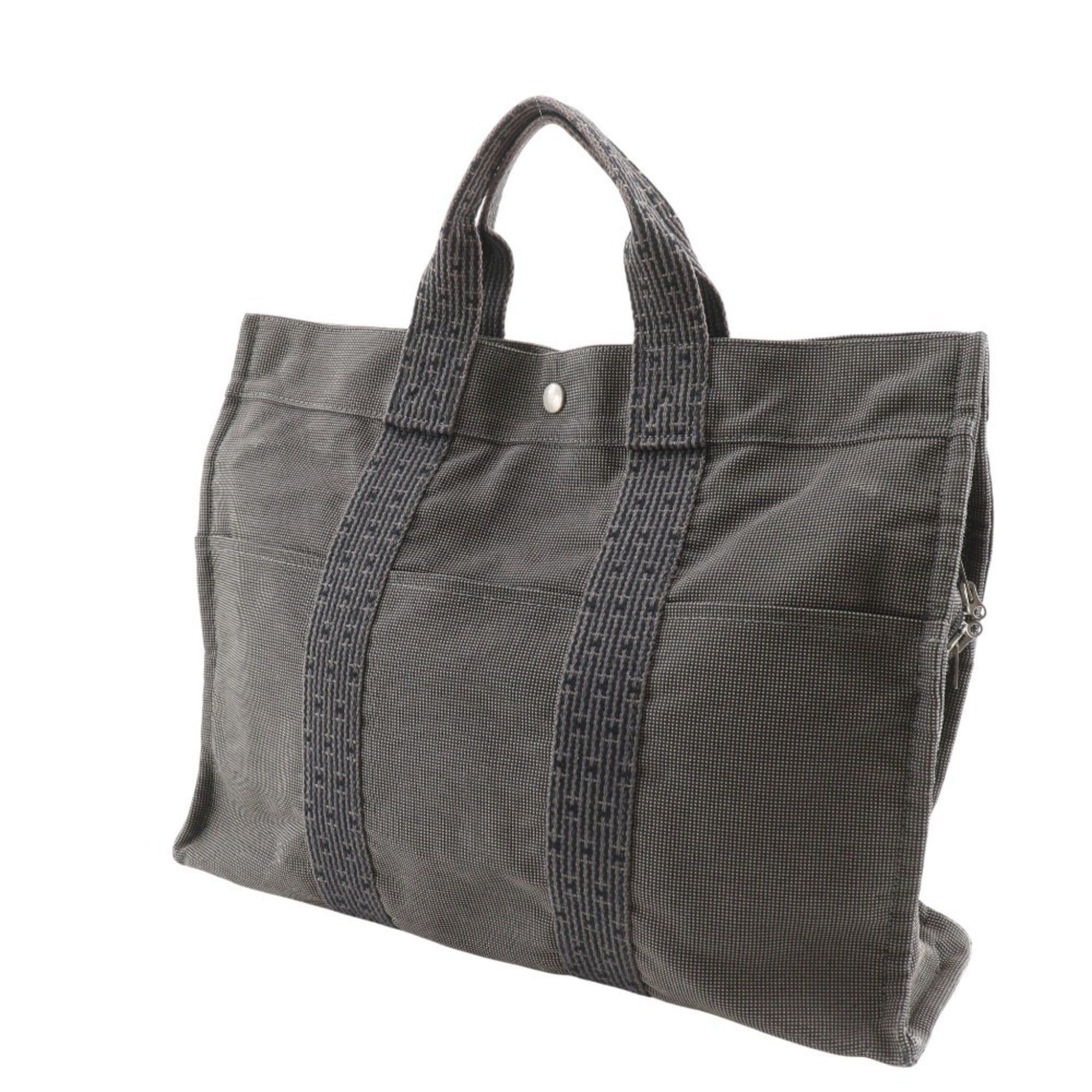 Hermes Hermes HerlineMM Handbag Tote Bag Nylon Canvas Gray A5 Snap Button Unisex Size ONE SIZE - 2 Thumbnail