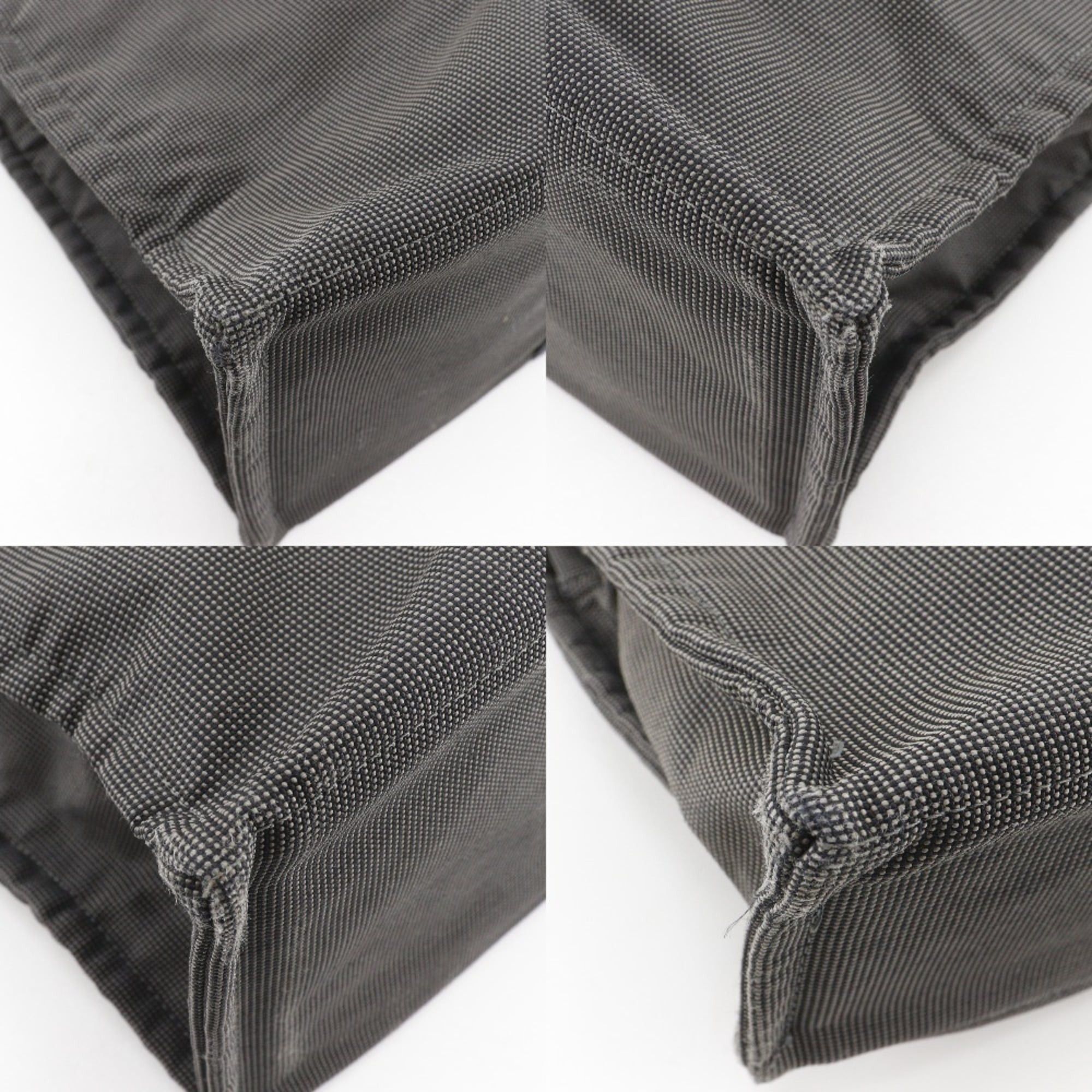 Hermes Hermes HerlineMM Handbag Tote Bag Nylon Canvas Gray A5 Snap Button Unisex Size ONE SIZE - 4 Thumbnail
