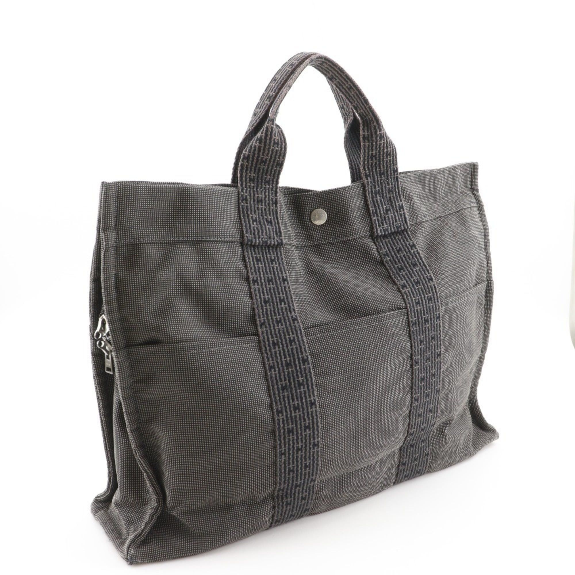 Hermes Hermes HerlineMM Handbag Tote Bag Nylon Canvas Gray A5 Snap Button Unisex Size ONE SIZE - 3 Thumbnail