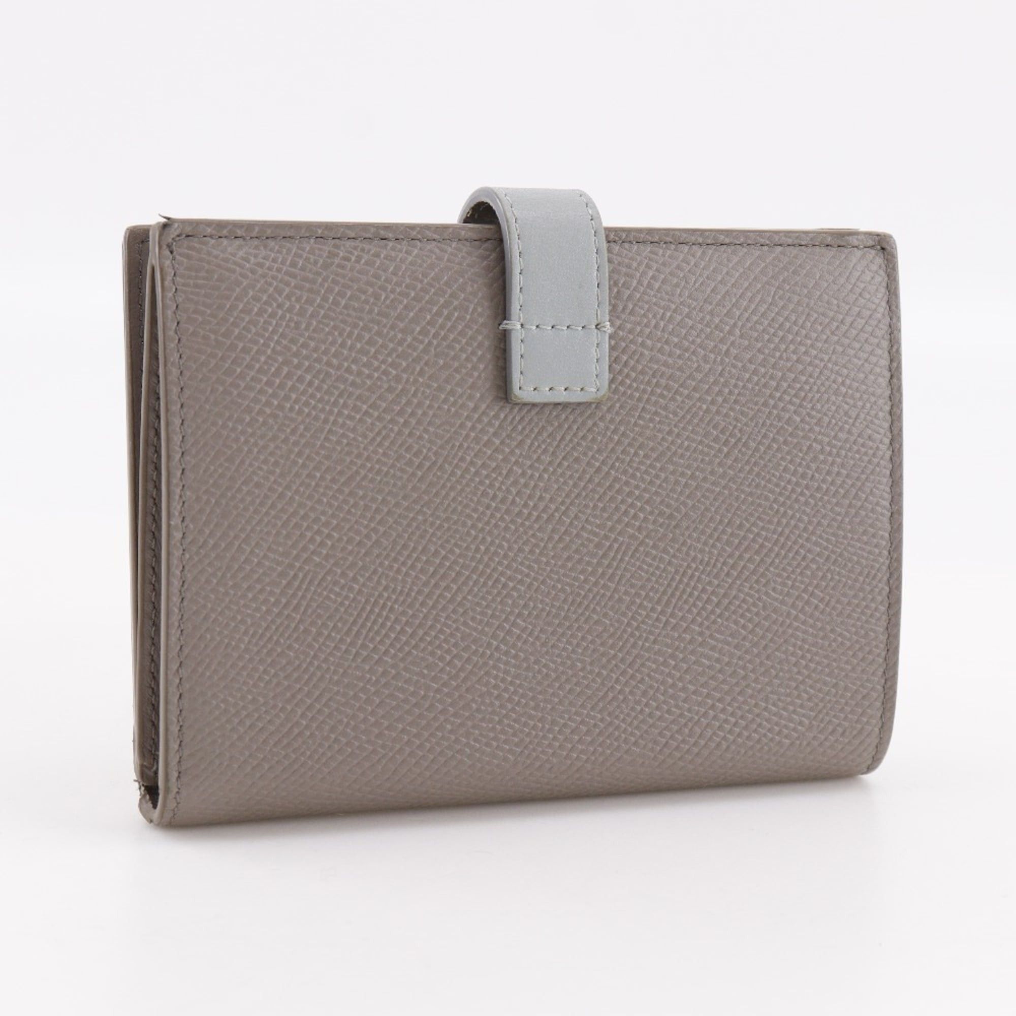 Celine CELINE Medium Strap Wallet Bifold Leather Gray Snap Button Unisex Size ONE SIZE - 3 Thumbnail
