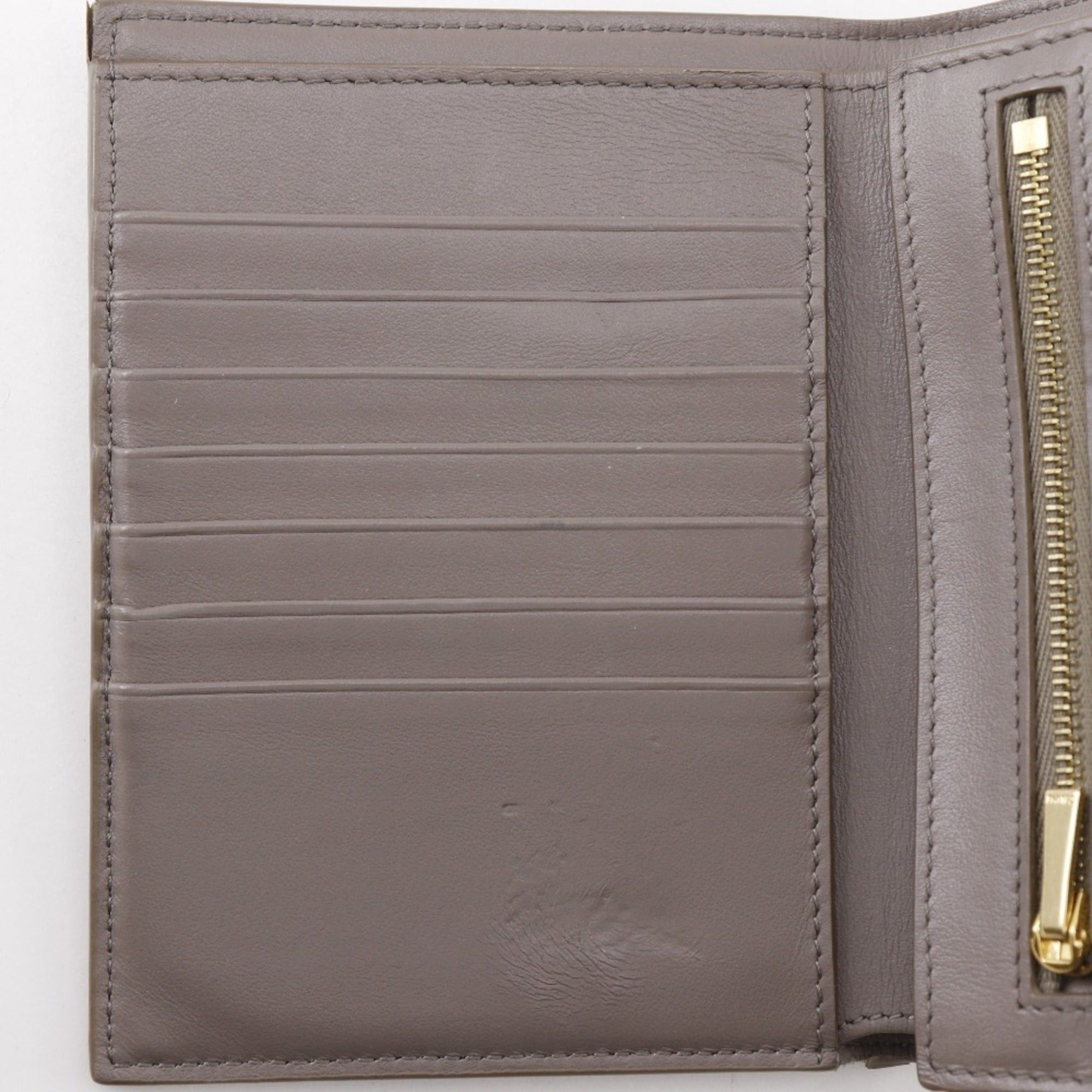 Celine CELINE Medium Strap Wallet Bifold Leather Gray Snap Button Unisex Size ONE SIZE - 12 Thumbnail