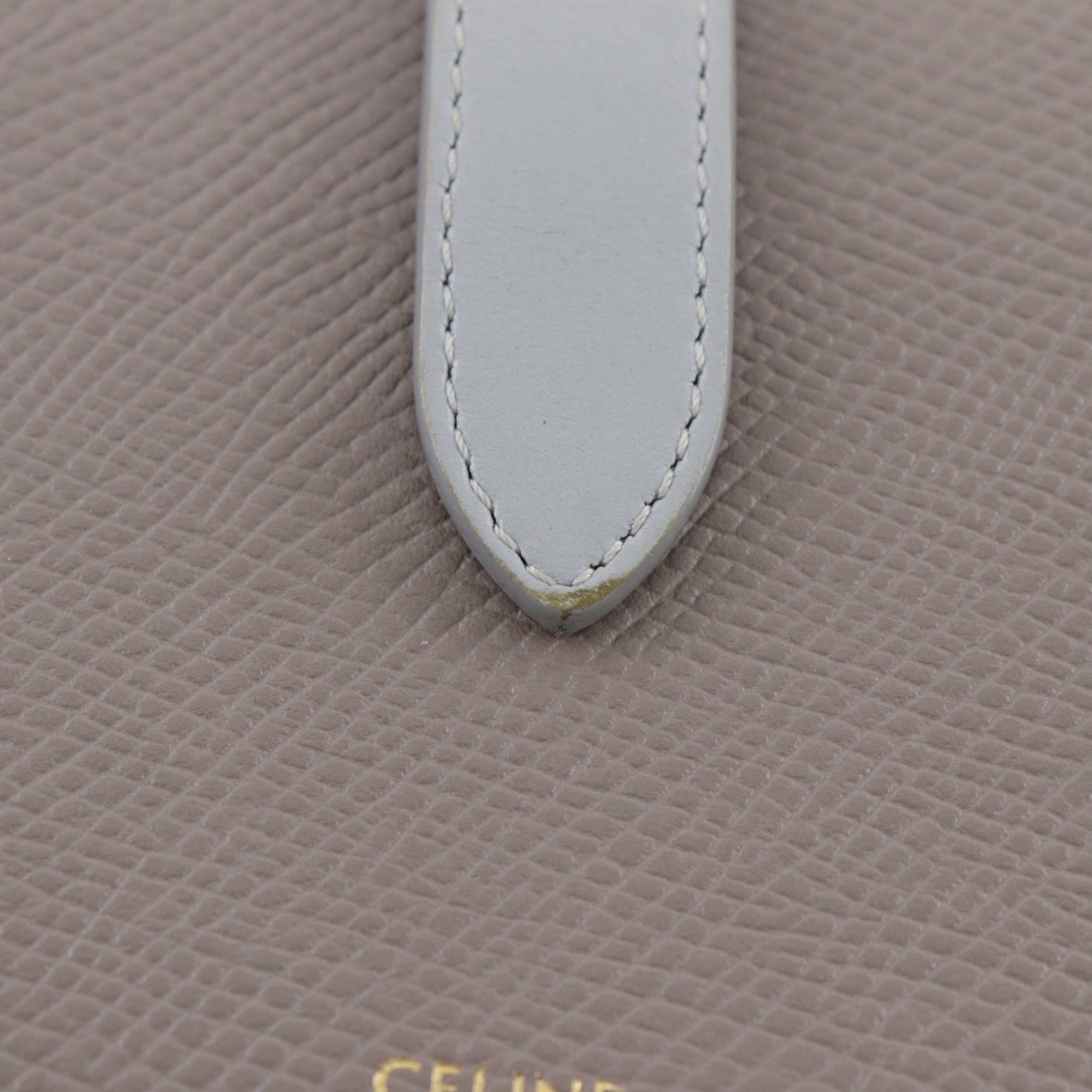 Celine CELINE Medium Strap Wallet Bifold Leather Gray Snap Button Unisex Size ONE SIZE - 10 Thumbnail