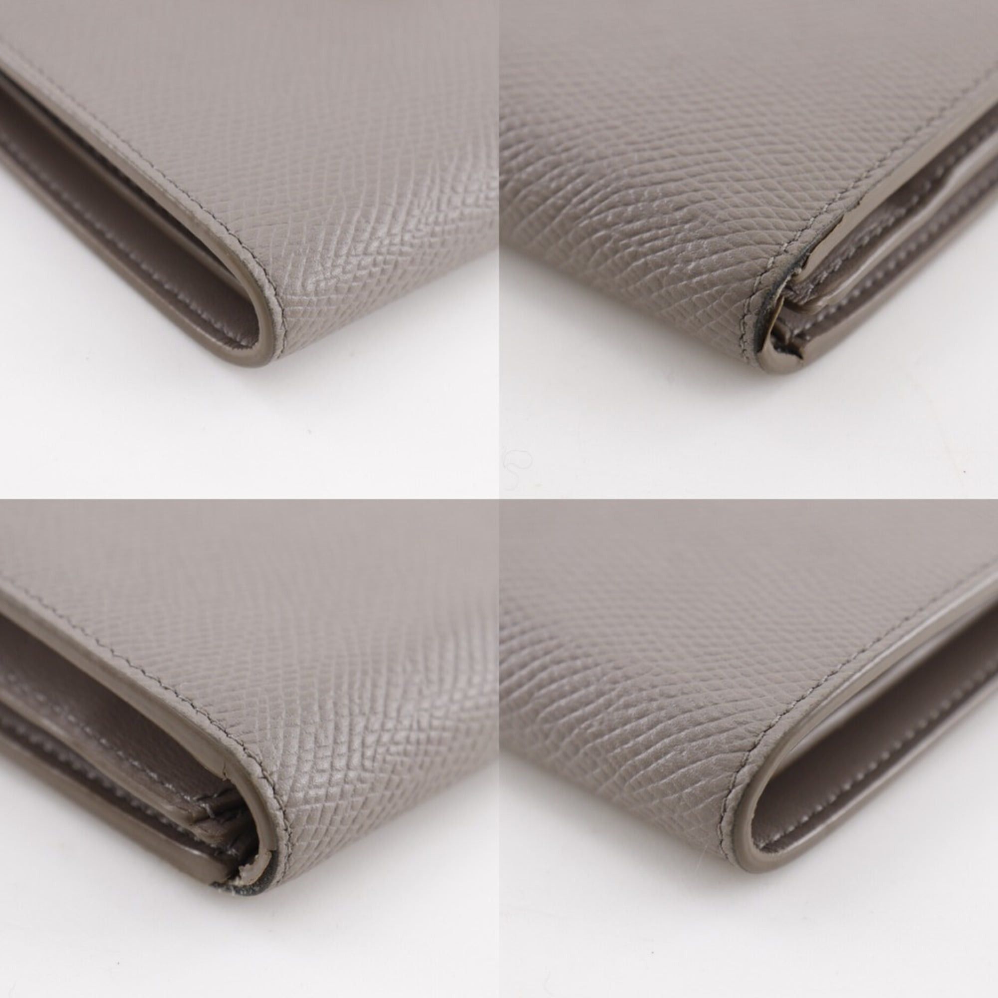 Celine CELINE Medium Strap Wallet Bifold Leather Gray Snap Button Unisex Size ONE SIZE - 4 Thumbnail