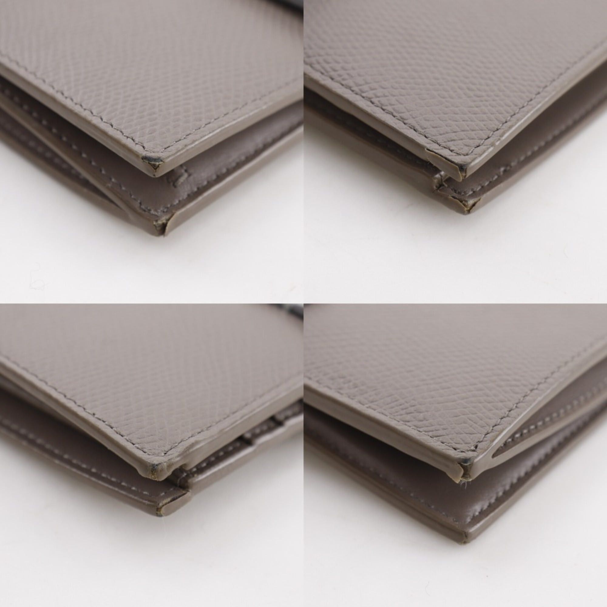 Celine CELINE Medium Strap Wallet Bifold Leather Gray Snap Button Unisex Size ONE SIZE - 5 Thumbnail