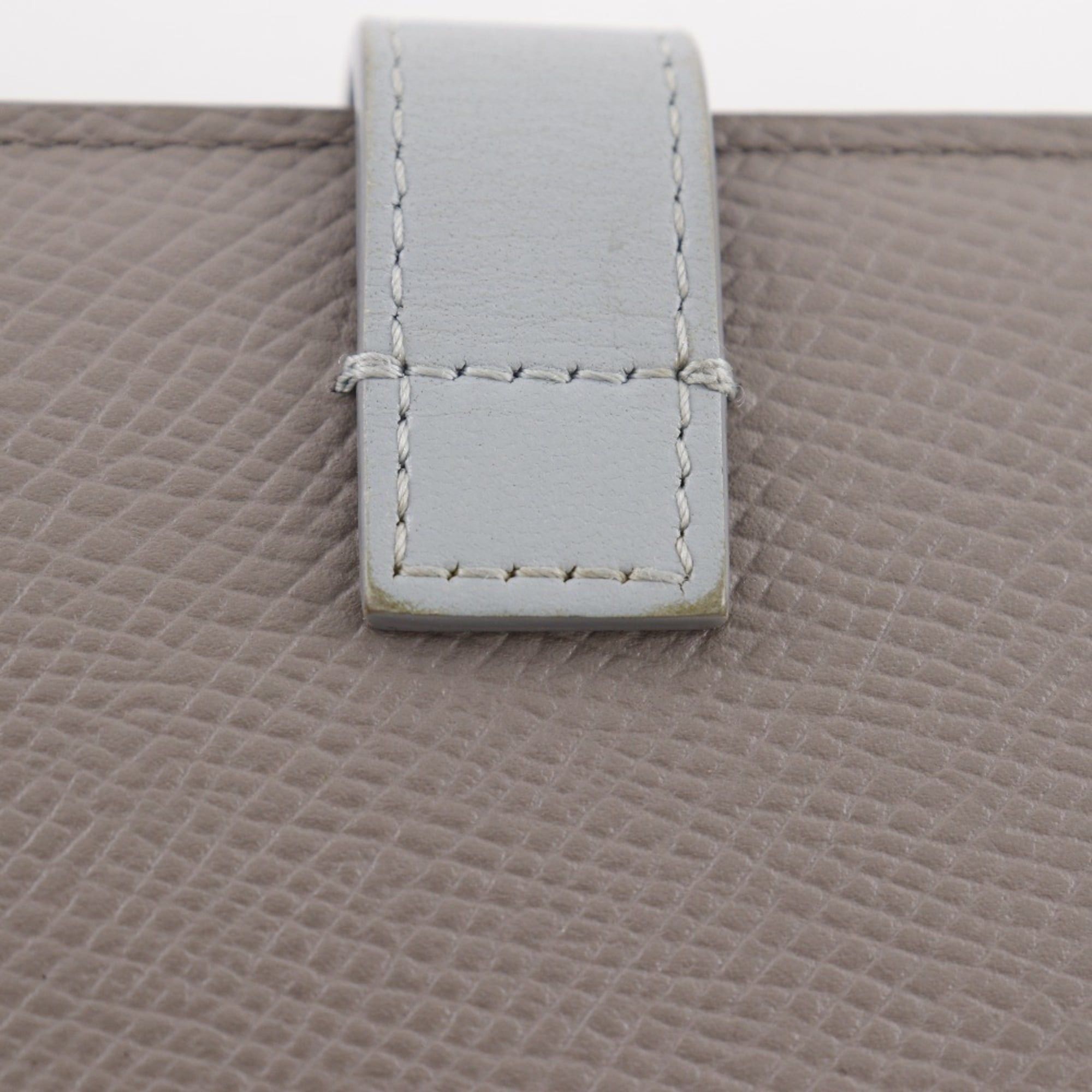 Celine CELINE Medium Strap Wallet Bifold Leather Gray Snap Button Unisex Size ONE SIZE - 11 Thumbnail