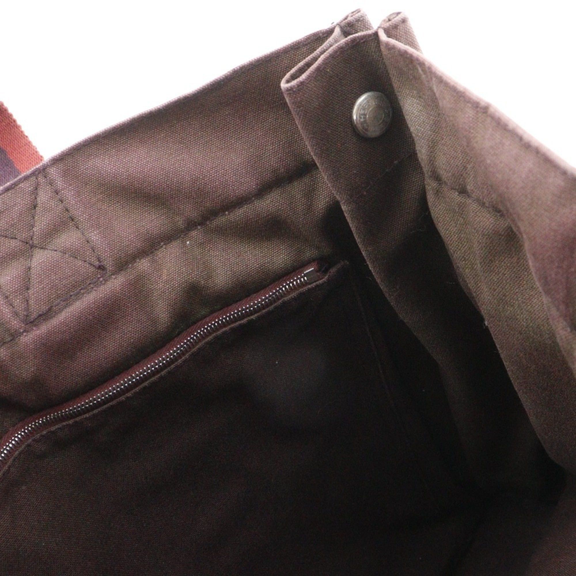 Hermes Hermes Sack Fourre Tout MM Handbag Cotton Canvas Brown A4 Snap Button Unisex Size ONE SIZE - 12 Thumbnail