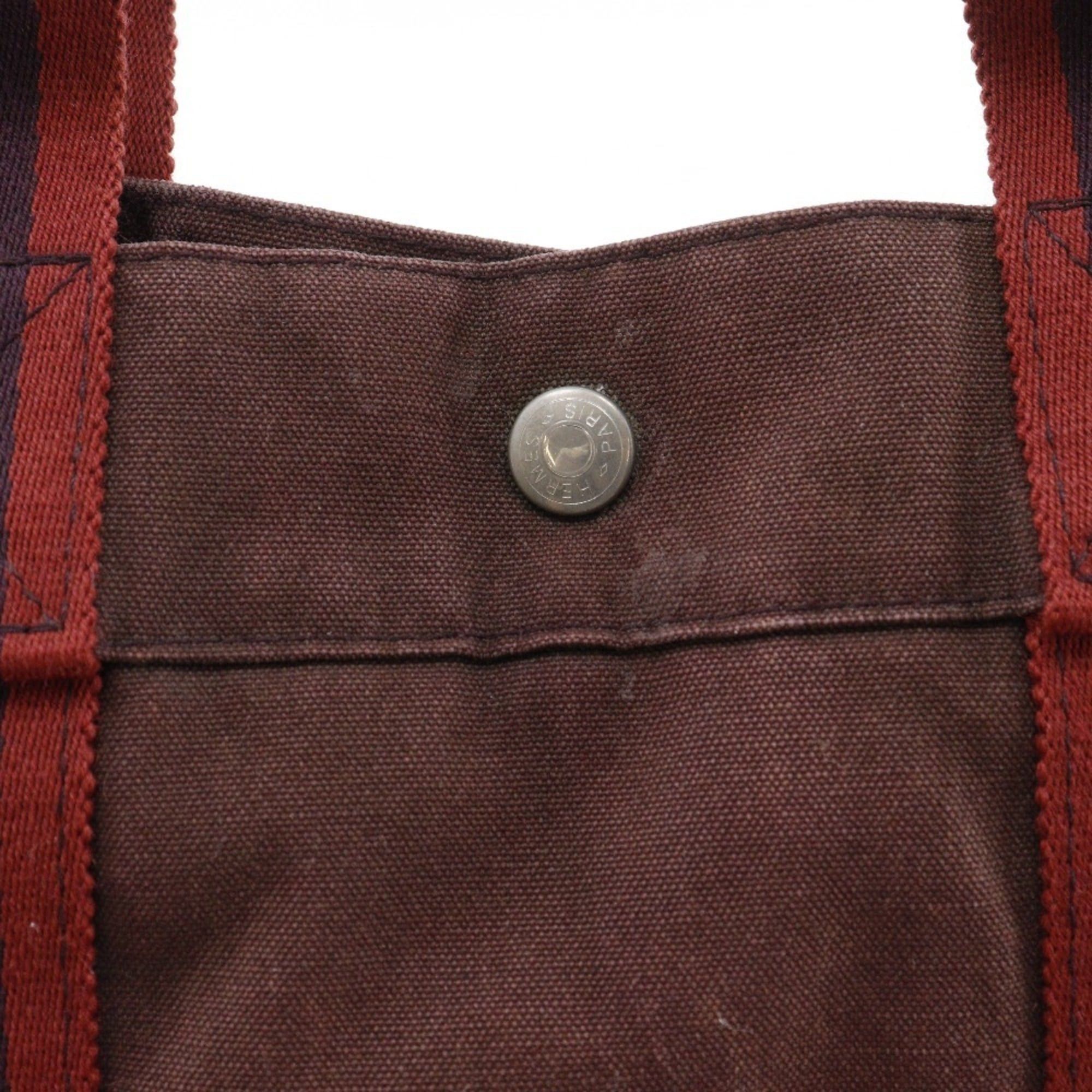 Hermes Hermes Sack Fourre Tout MM Handbag Cotton Canvas Brown A4 Snap Button Unisex Size ONE SIZE - 9 Thumbnail