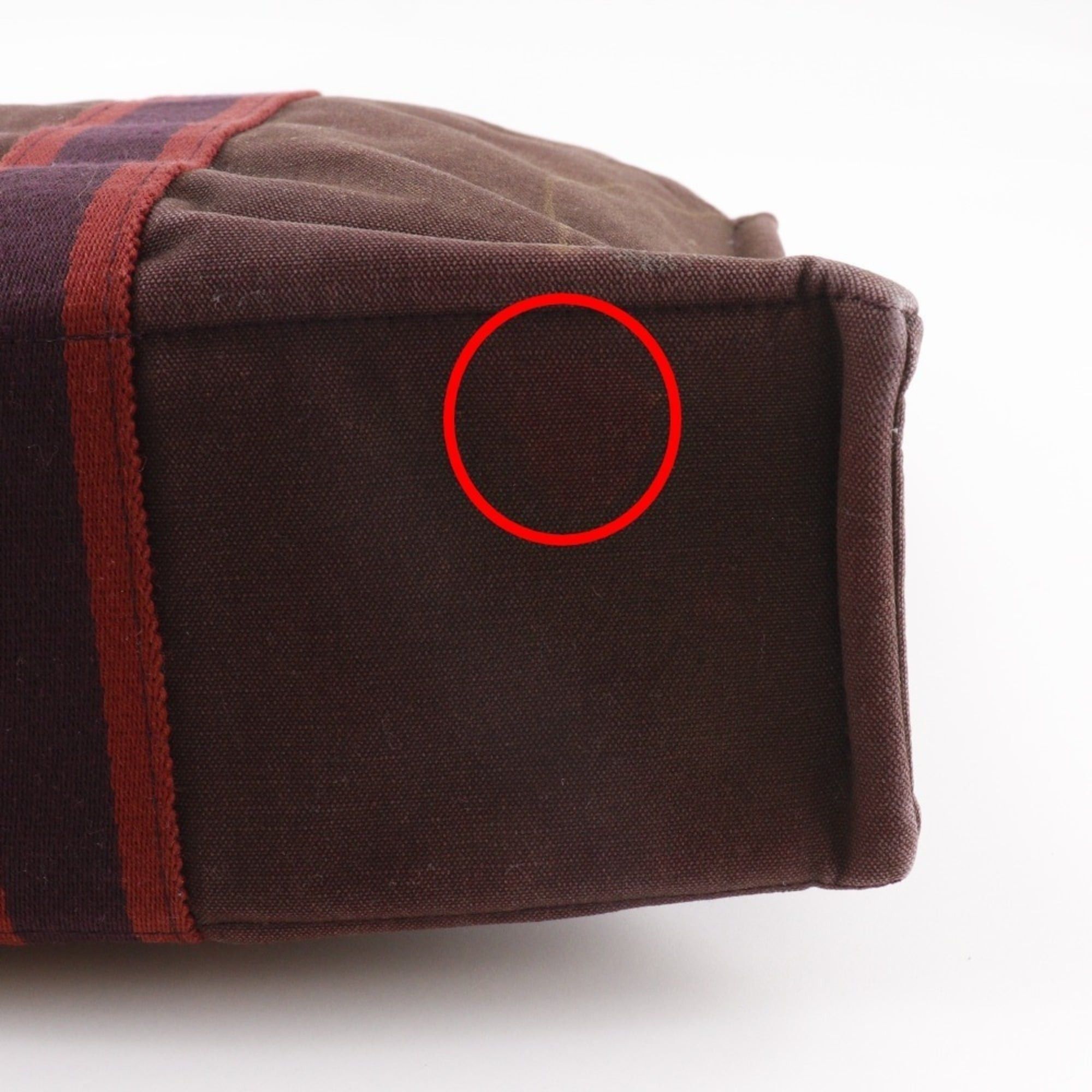 Hermes Hermes Sack Fourre Tout MM Handbag Cotton Canvas Brown A4 Snap Button Unisex Size ONE SIZE - 15 Thumbnail