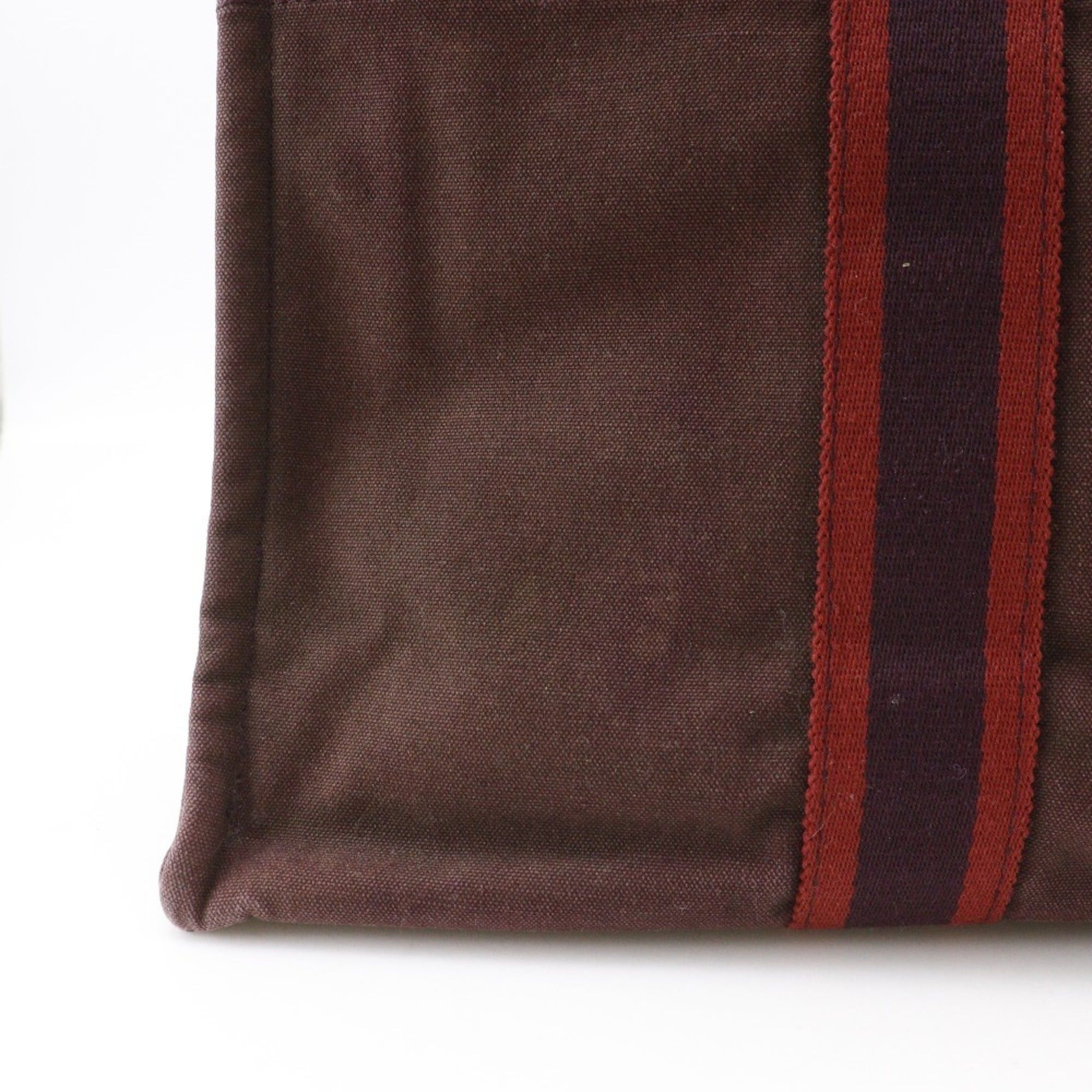 Hermes Hermes Sack Fourre Tout MM Handbag Cotton Canvas Brown A4 Snap Button Unisex Size ONE SIZE - 18 Thumbnail