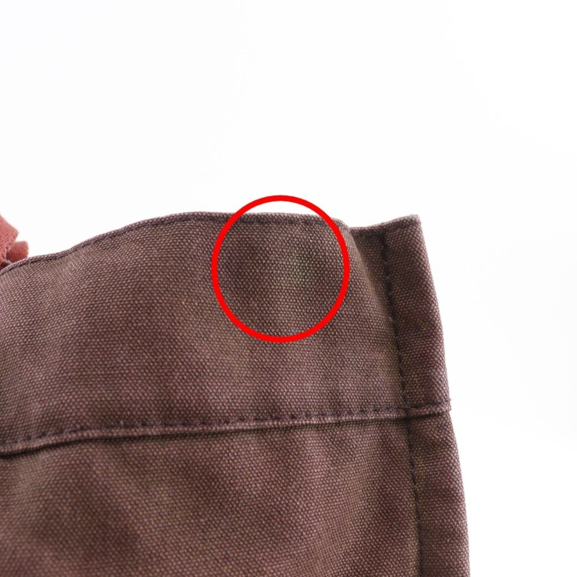 Hermes Hermes Sack Fourre Tout MM Handbag Cotton Canvas Brown A4 Snap Button Unisex Size ONE SIZE - 11 Thumbnail