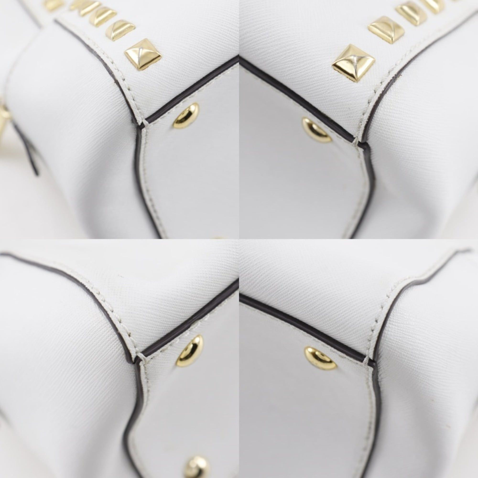 Michael Kors Michael Kors 2WAY Shoulder Handbag Studs 35S6GFSS1L Leather White 2way Zipper 2WAYShoulder Women's Size ONE SIZE - 4 Thumbnail
