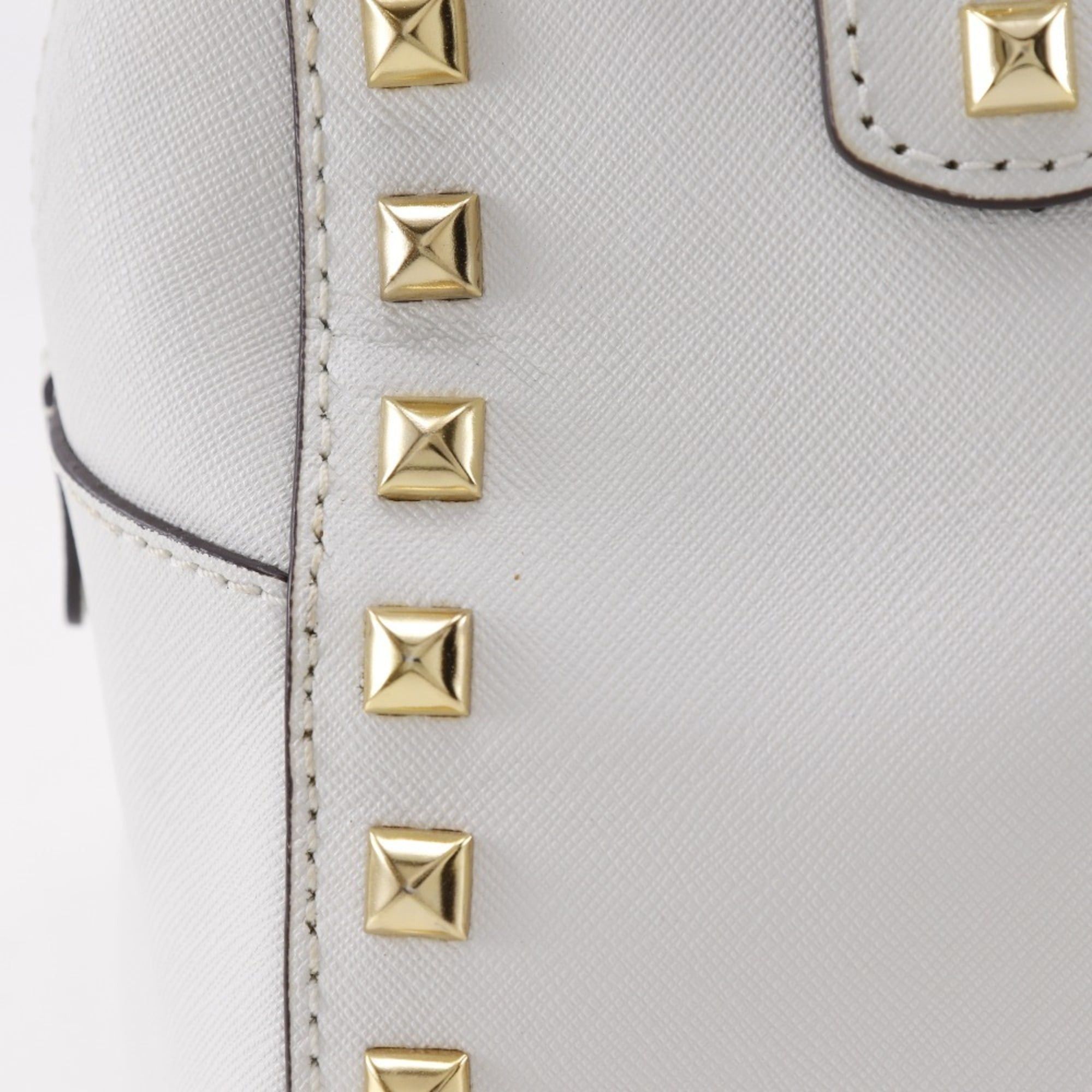 Michael Kors Michael Kors 2WAY Shoulder Handbag Studs 35S6GFSS1L Leather White 2way Zipper 2WAYShoulder Women's Size ONE SIZE - 10 Thumbnail