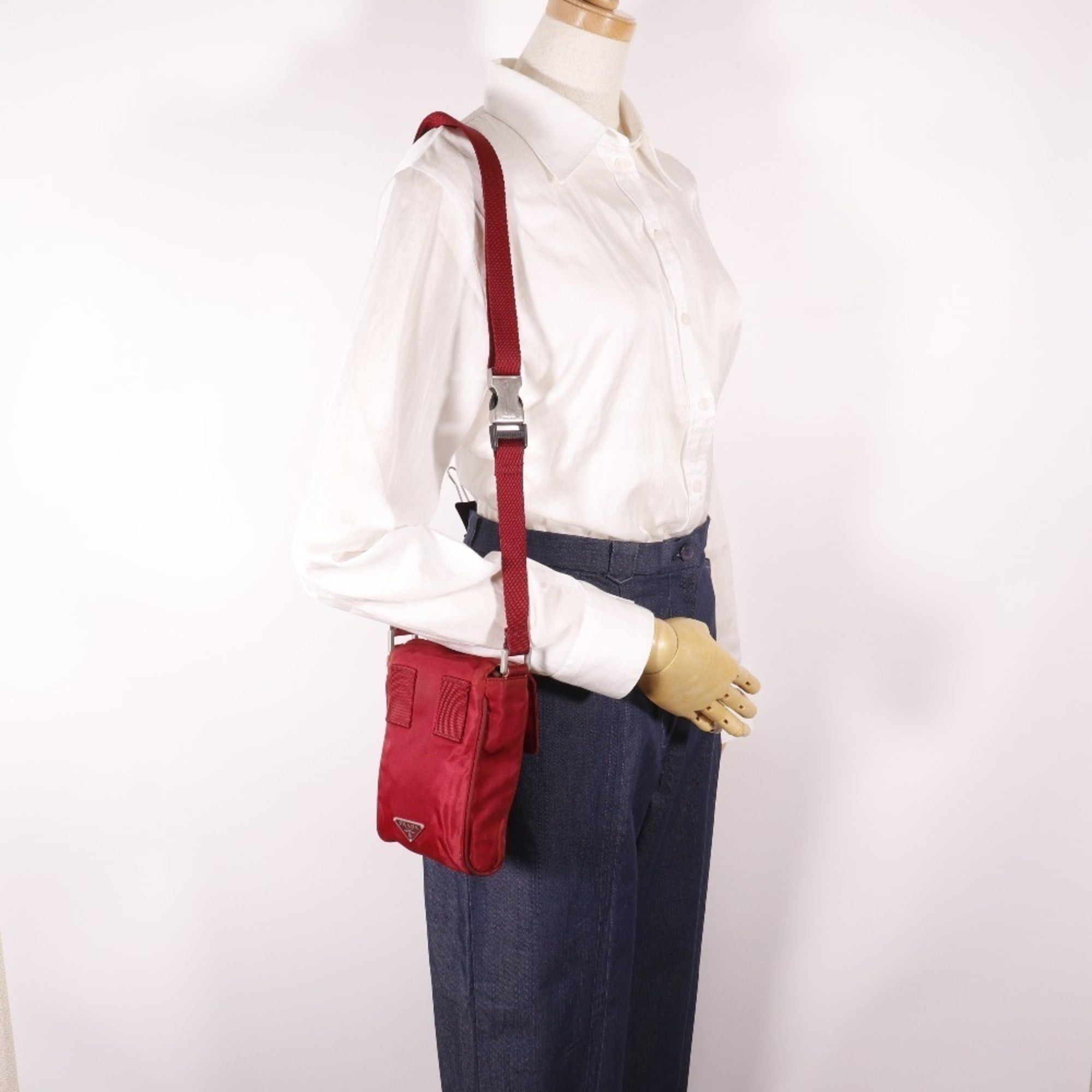 Prada Prada 2WAY waist bag shoulder MV583 nylon CERISE red 2way flap for women Size ONE SIZE - 17 Thumbnail