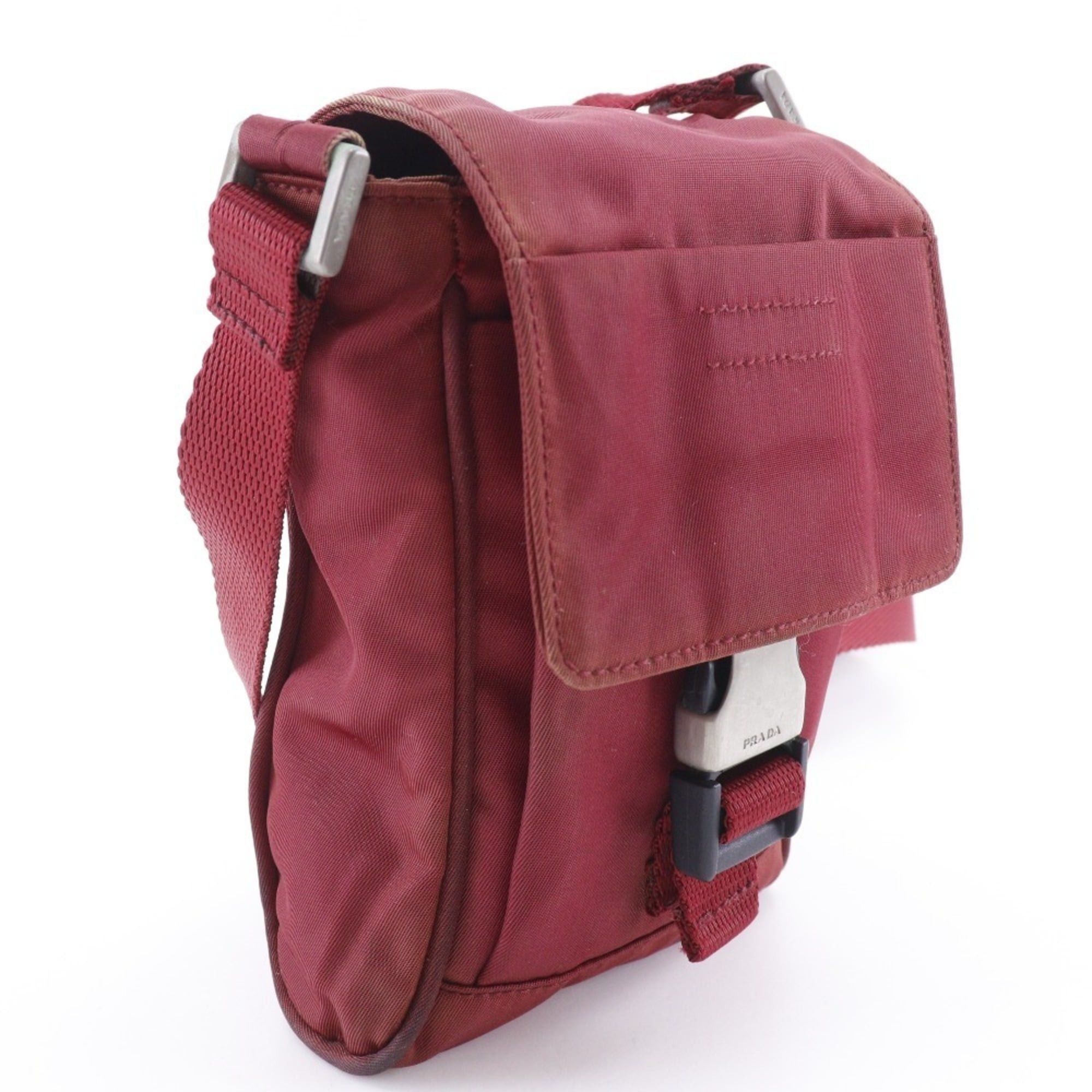 Prada Prada 2WAY waist bag shoulder MV583 nylon CERISE red 2way flap for women Size ONE SIZE - 3 Thumbnail