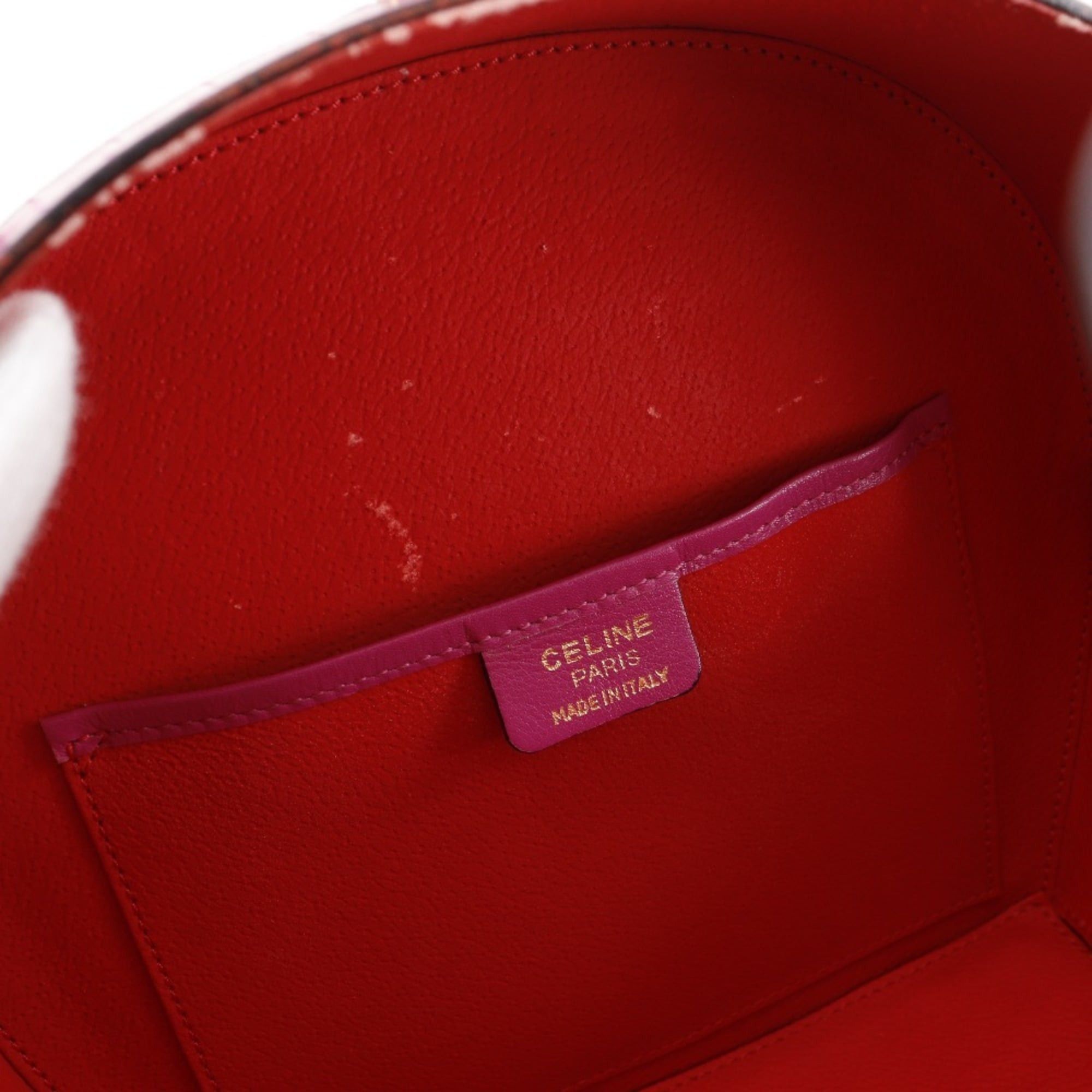 Celine Celine handbag embossed leather pink snap button ladies Size ONE SIZE - 14 Thumbnail