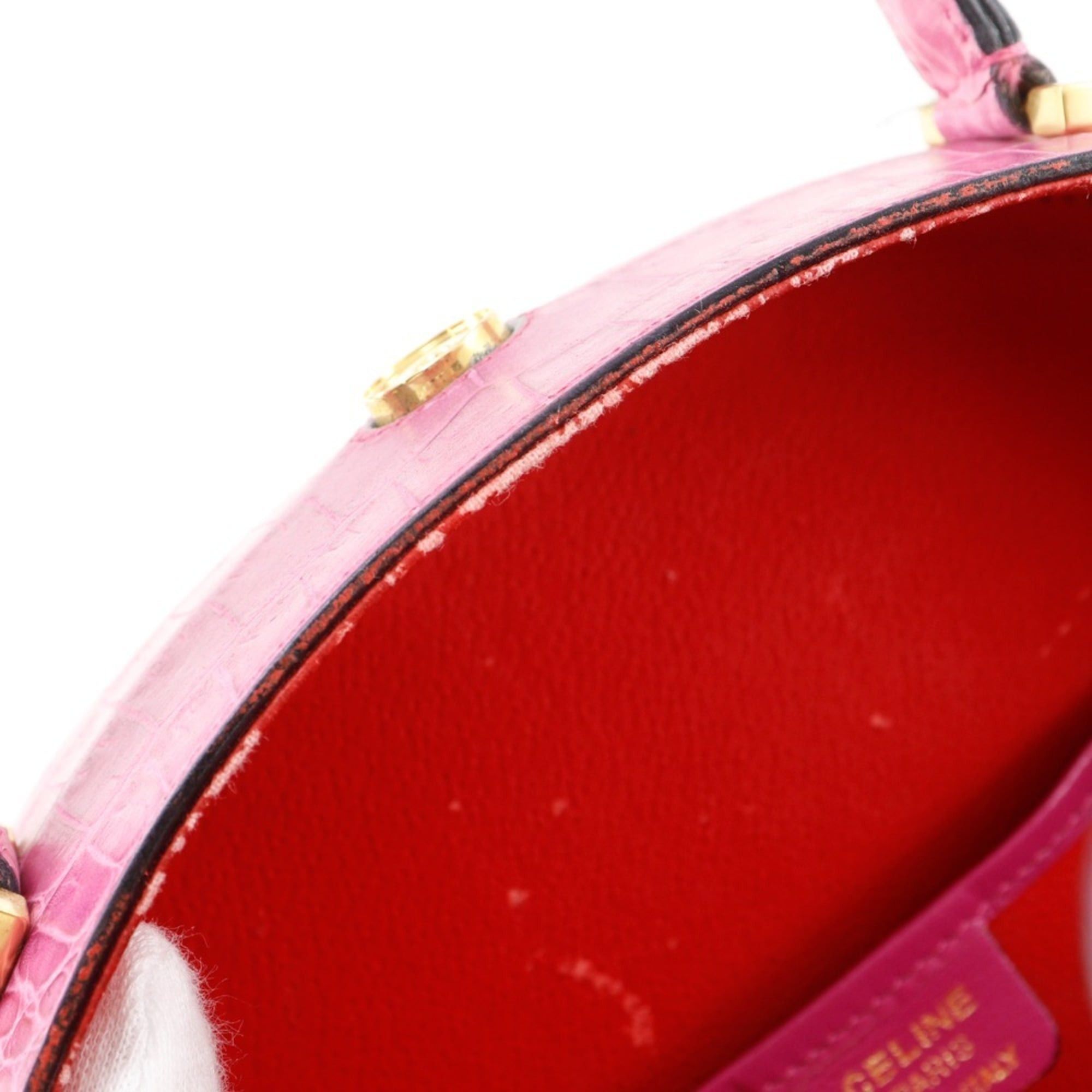 Celine Celine handbag embossed leather pink snap button ladies Size ONE SIZE - 10 Thumbnail